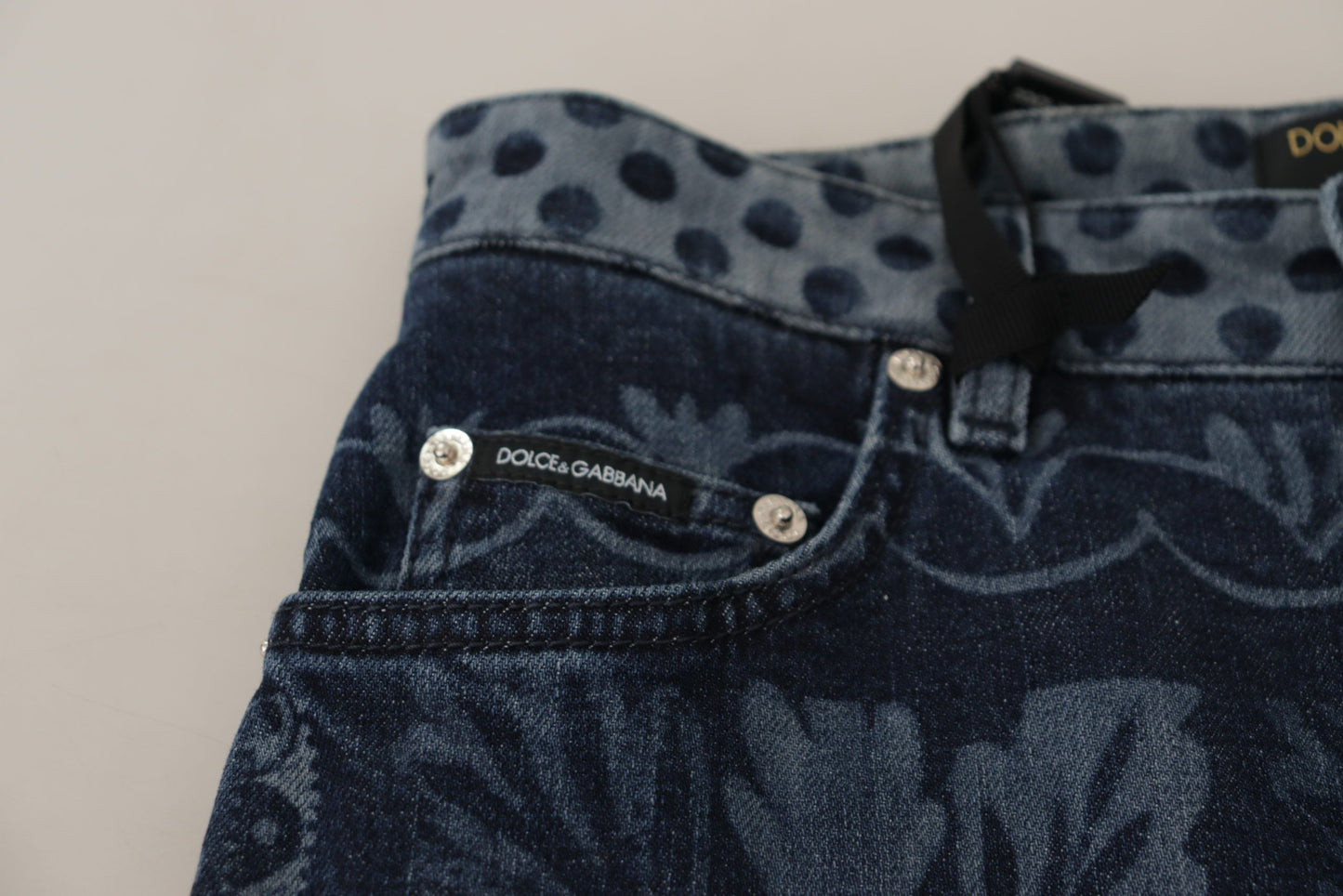 Dolce & Gabbana Blue Floral High Waist Skinny Denim Jeans by Dolce & Gabbana