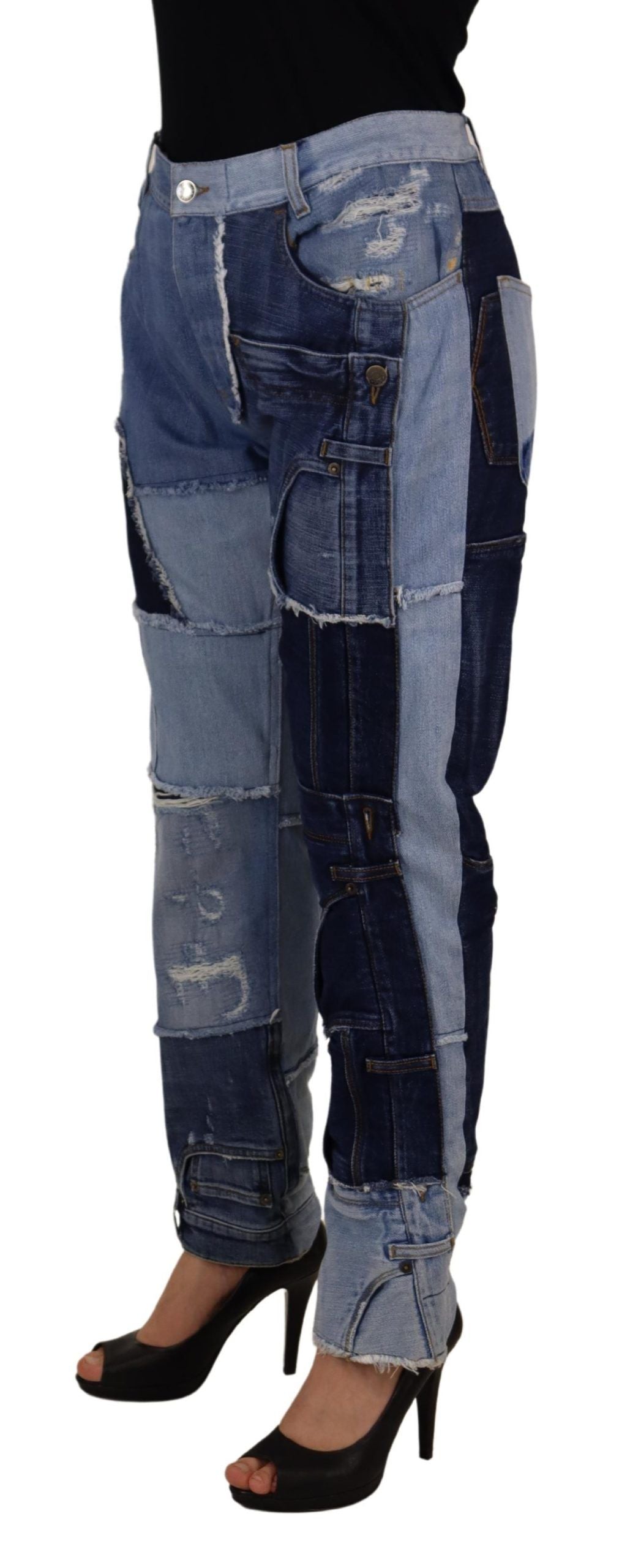 Dolce & Gabbana Multicolor Patchwork High Waist Denim Jeans by Dolce & Gabbana