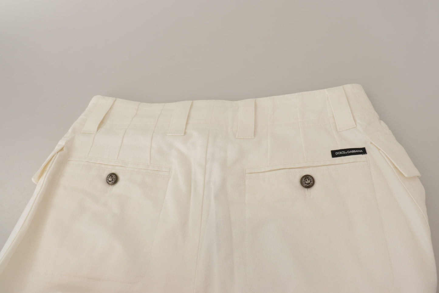 Dolce & Gabbana White High Waist Tapered Women Cotton Pants by Dolce & Gabbana