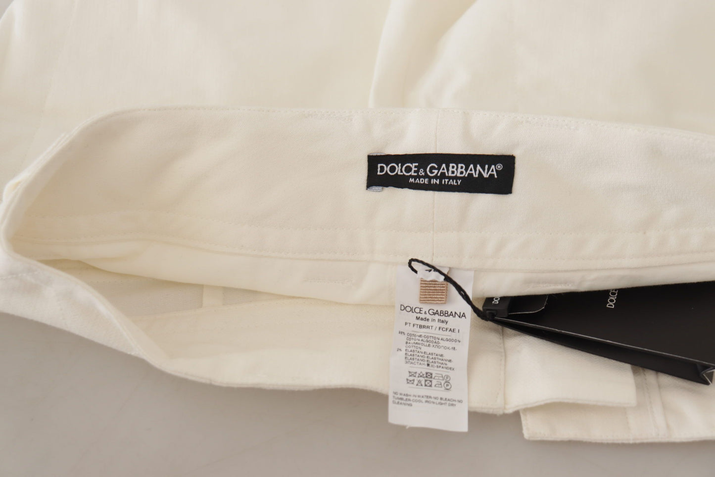 Dolce & Gabbana White High Waist Tapered Women Cotton Pants by Dolce & Gabbana