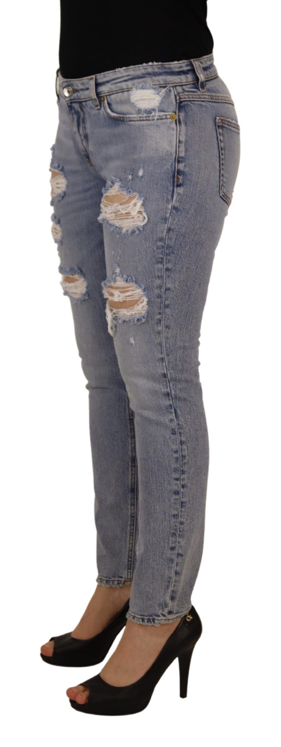 Dolce & Gabbana Blue Cotton Stretch Skinny Low Waist Denim Jeans by Dolce & Gabbana