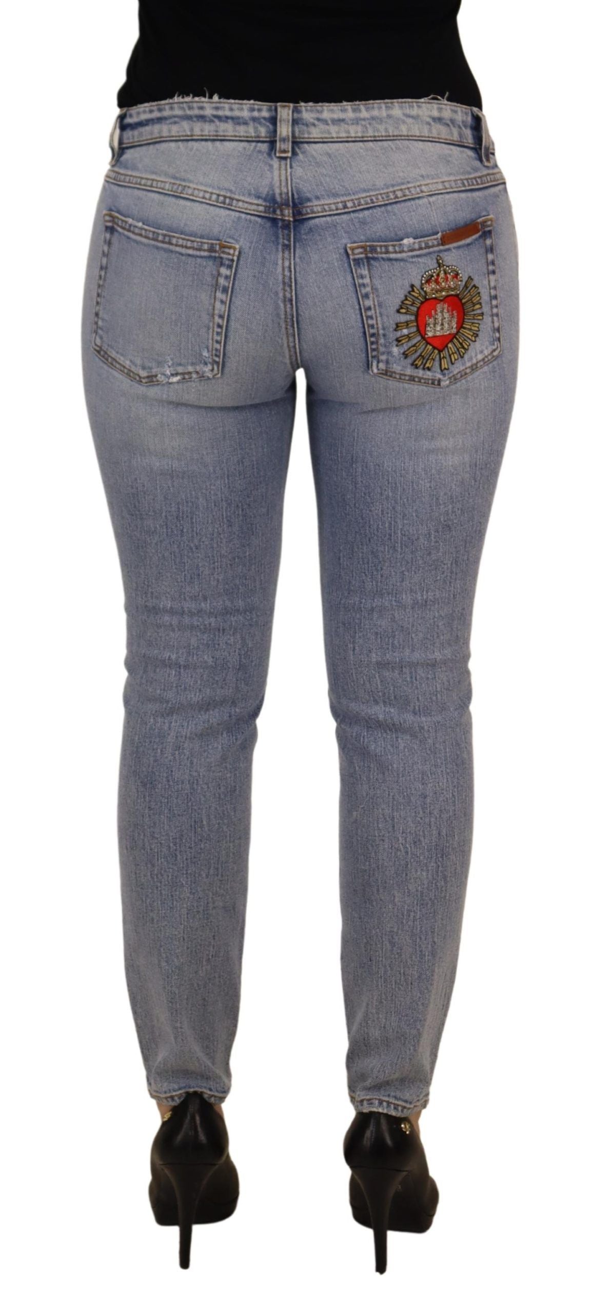 Dolce & Gabbana Blue Cotton Stretch Skinny Low Waist Denim Jeans by Dolce & Gabbana