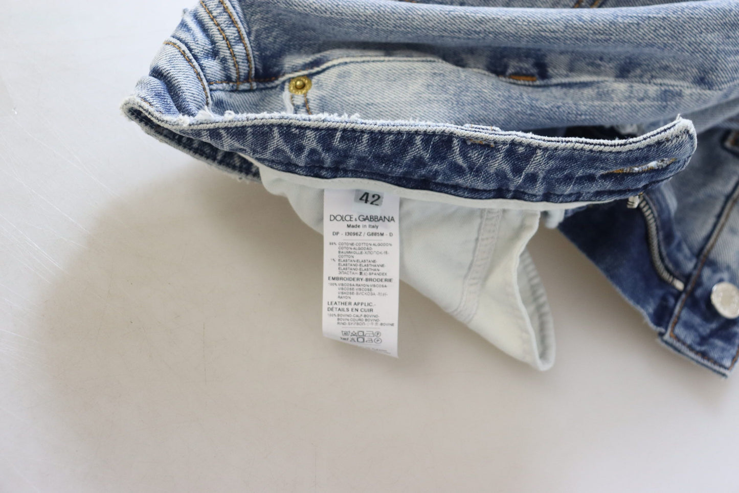 Dolce & Gabbana Blue Cotton Stretch Skinny Low Waist Denim Jeans by Dolce & Gabbana