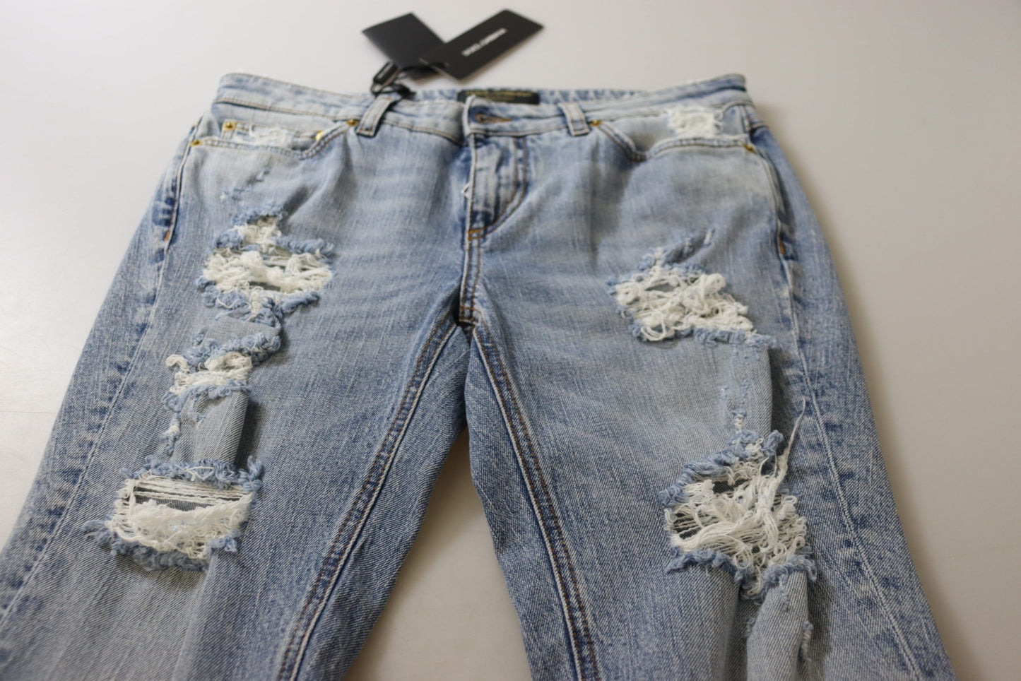 Dolce & Gabbana Blue Cotton Stretch Skinny Low Waist Denim Jeans by Dolce & Gabbana
