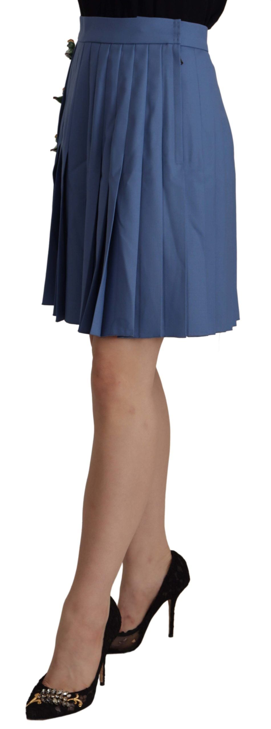 Mini-jupe trapèze plissée élégante Dolce & Gabbana avec applications d'oiseaux