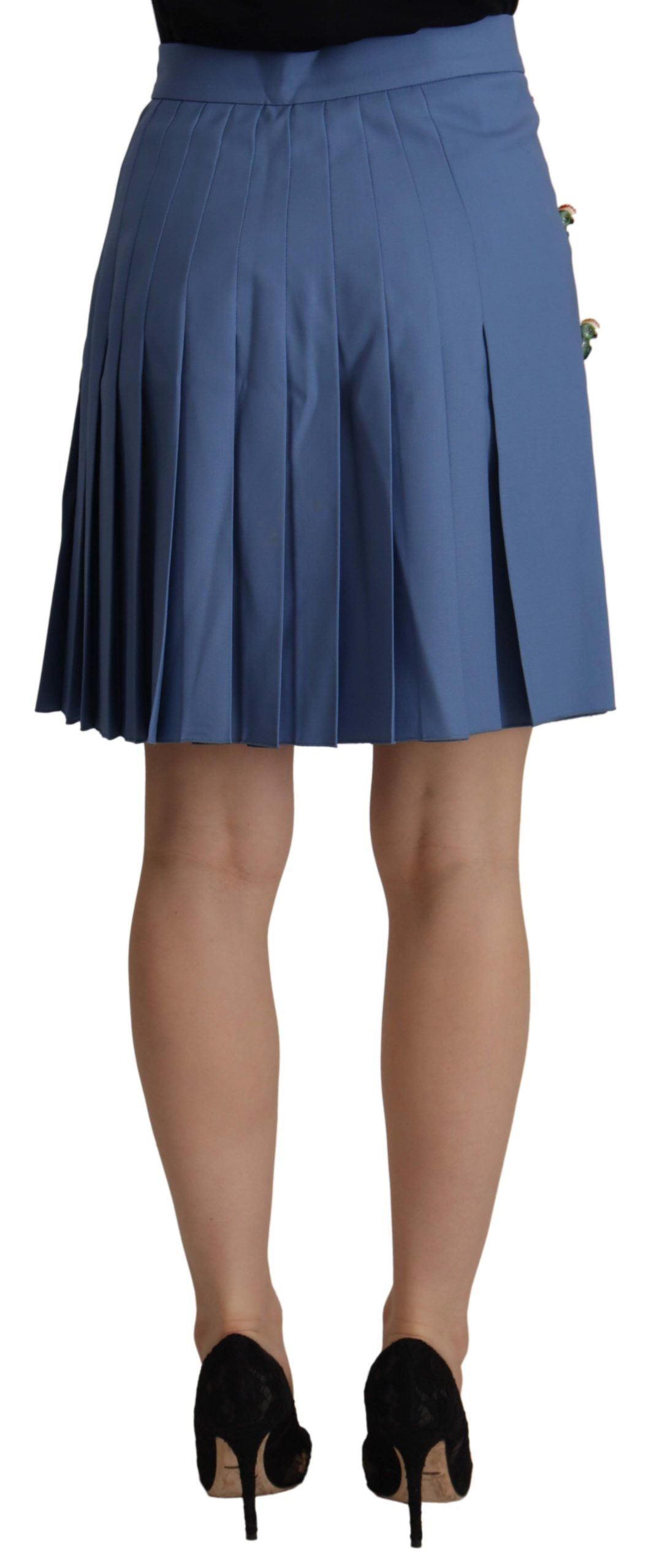 Mini-jupe trapèze plissée élégante Dolce & Gabbana avec applications d'oiseaux