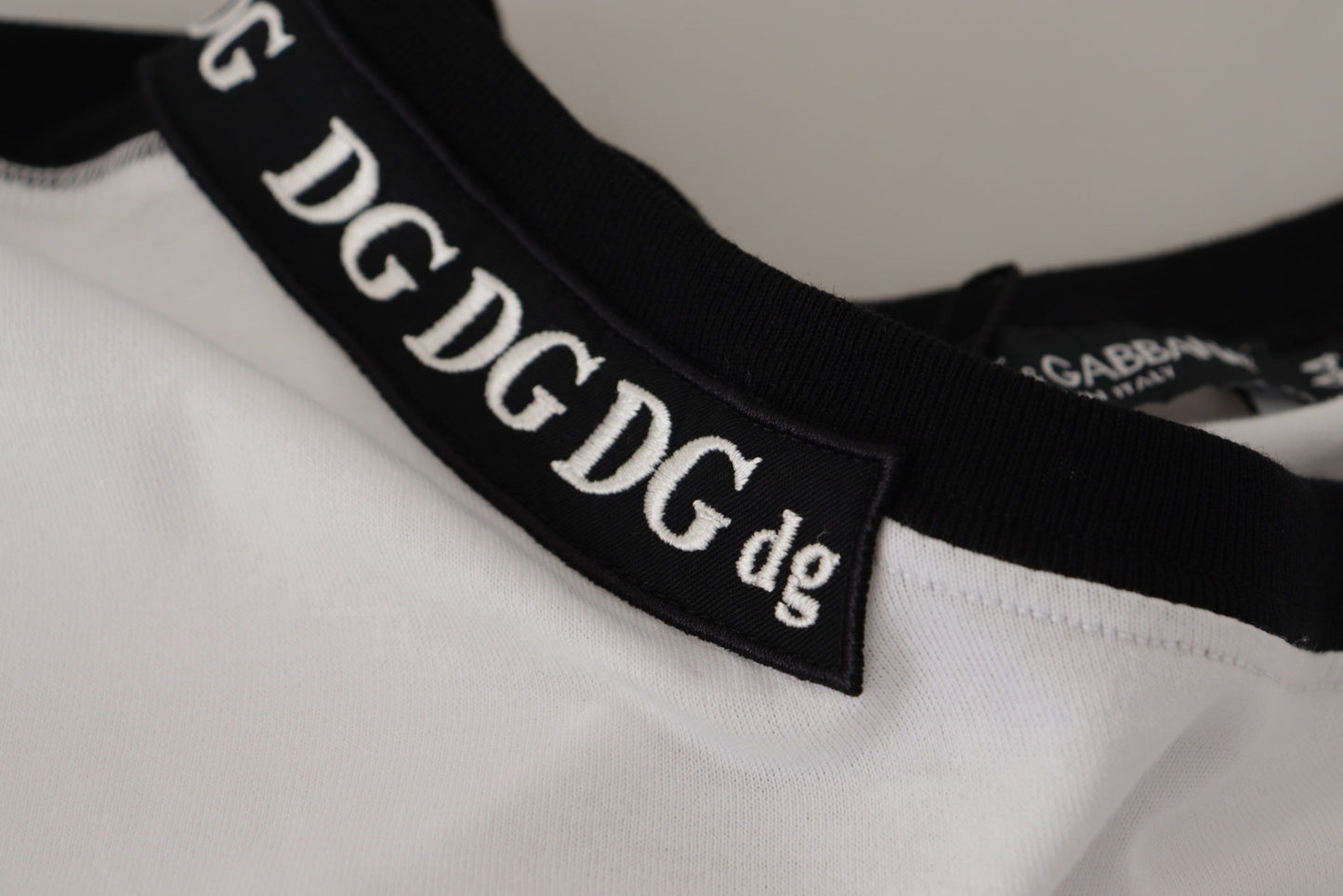Dolce & Gabbana White Slogan Print Round Neck Cotton T-shirt by Dolce & Gabbana