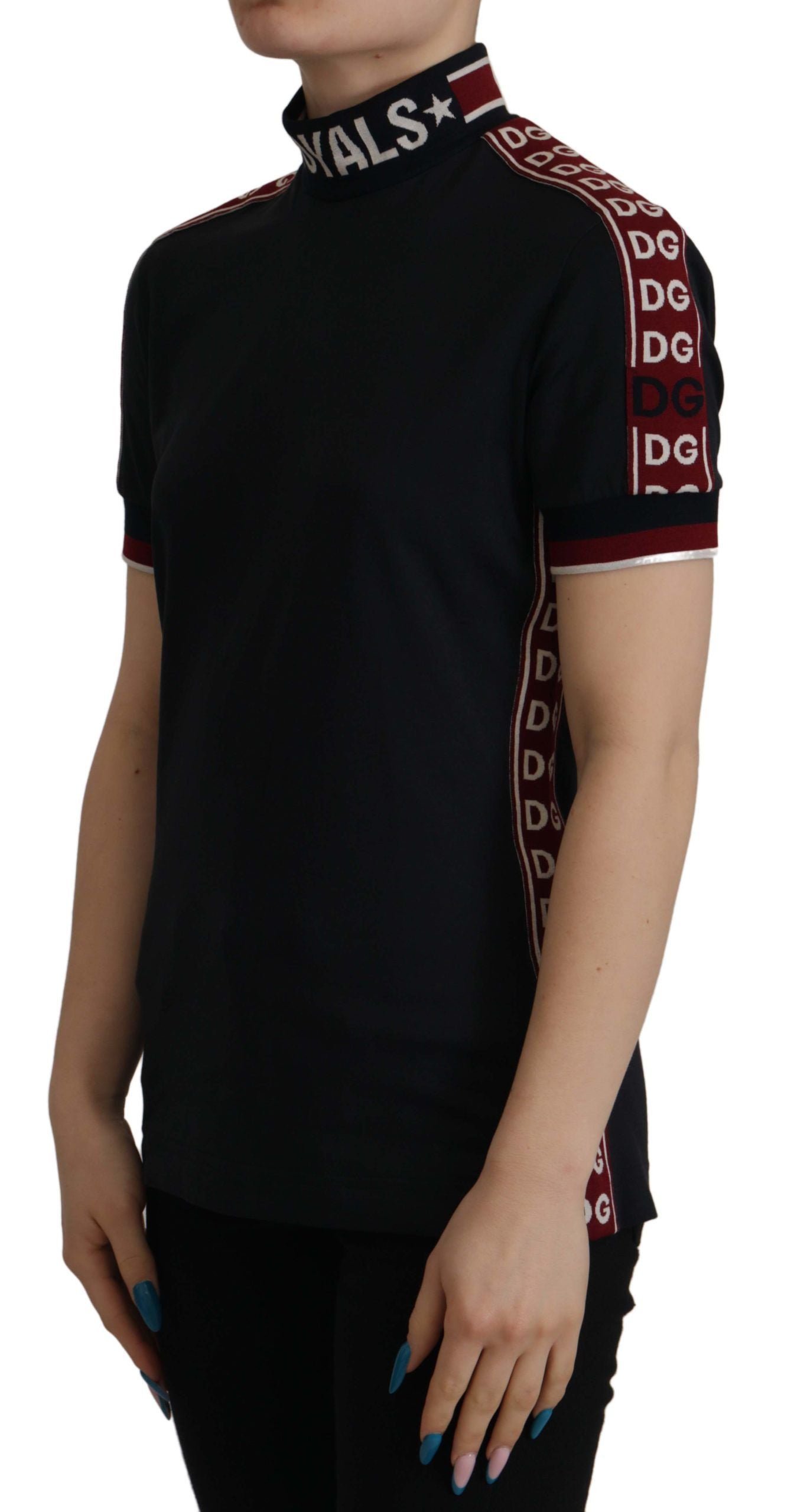 T-shirt élégant en coton noir à col roulé Dolce & Gabbana