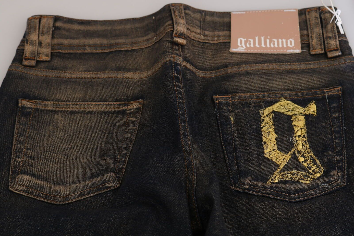 John Galliano Black Washed Mid Waist Flared Denim Pants Cotton by John Galliano