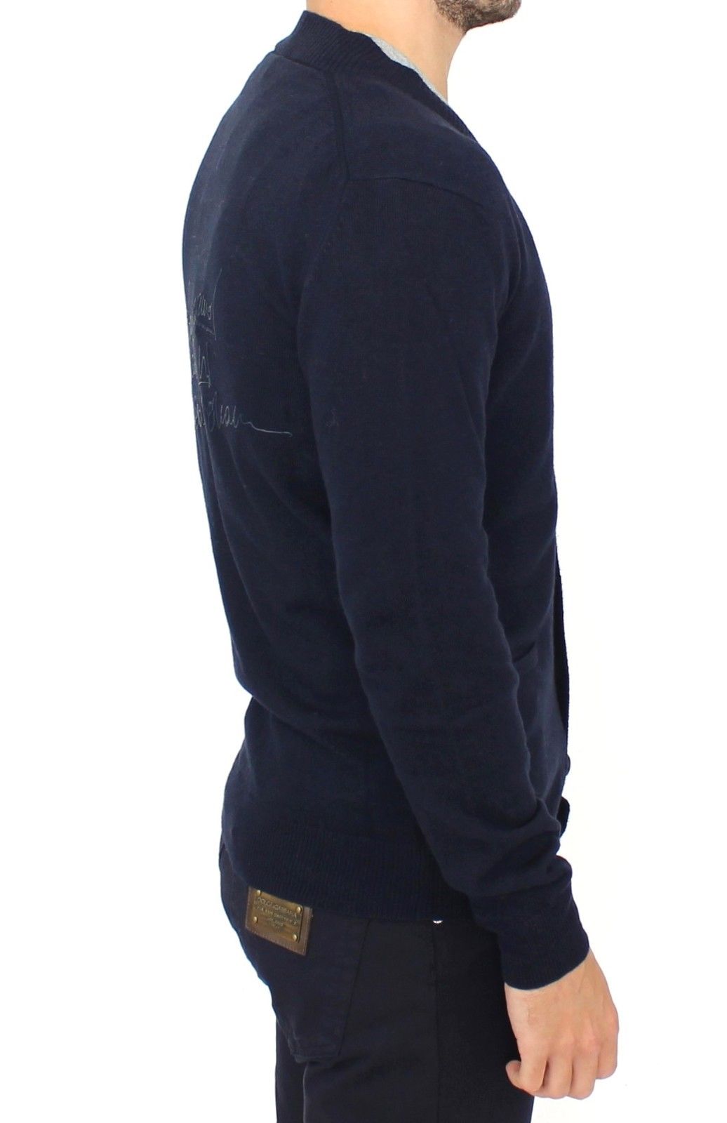 Pull cardigan en laine mélangée bleu chic Ermanno Scervino