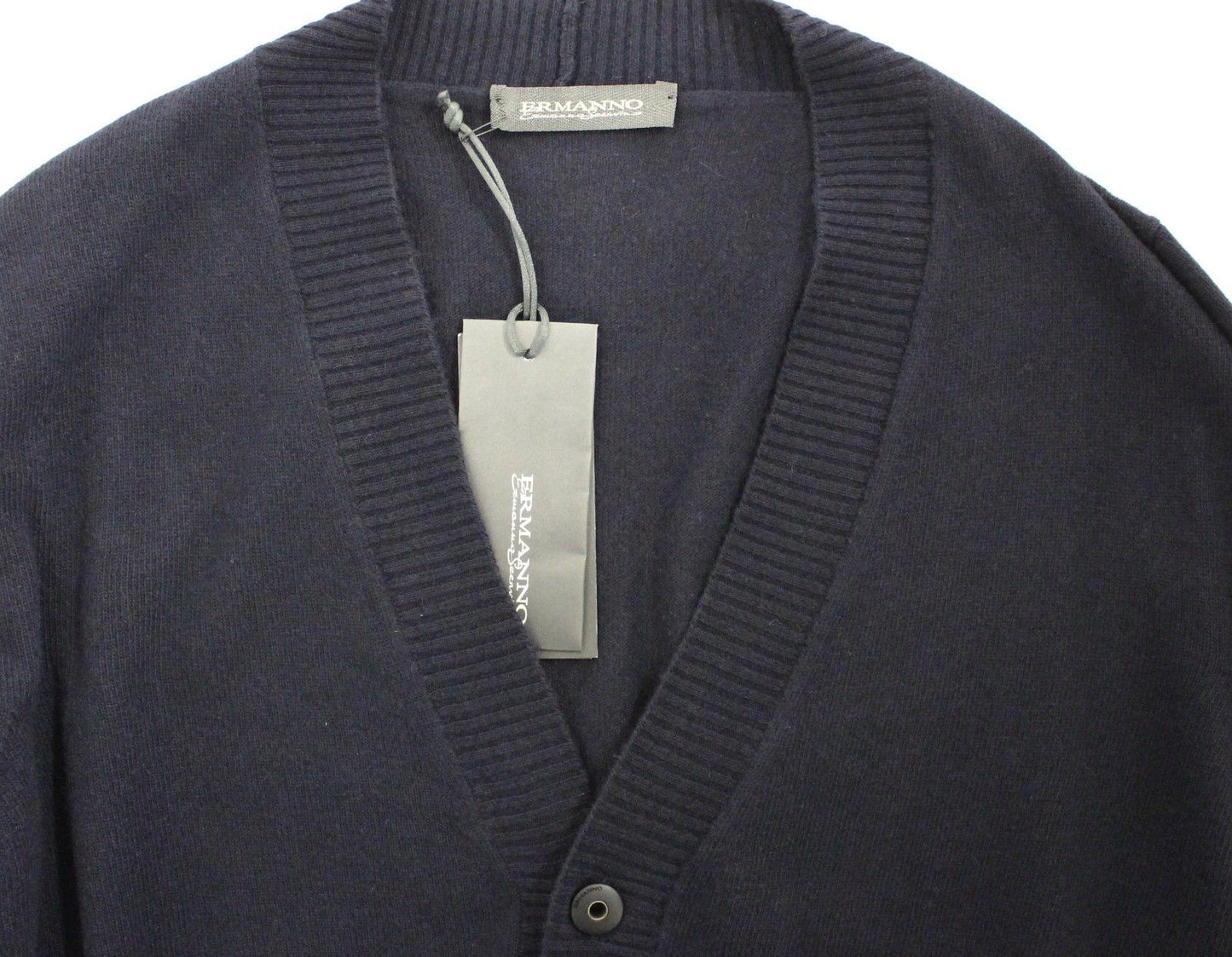 Pull cardigan en laine mélangée bleu chic Ermanno Scervino