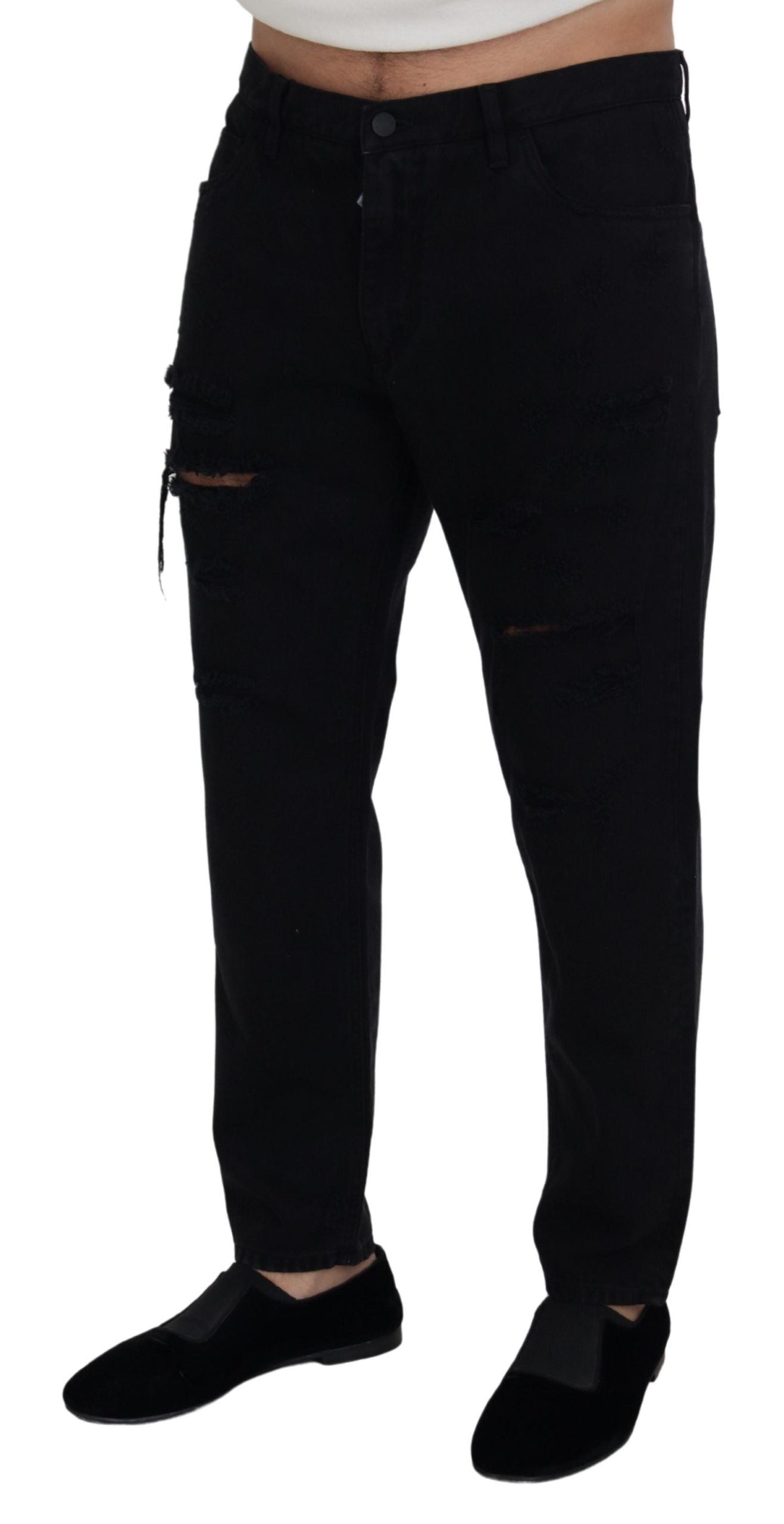 Jean italien ample noir élégant Dolce & Gabbana