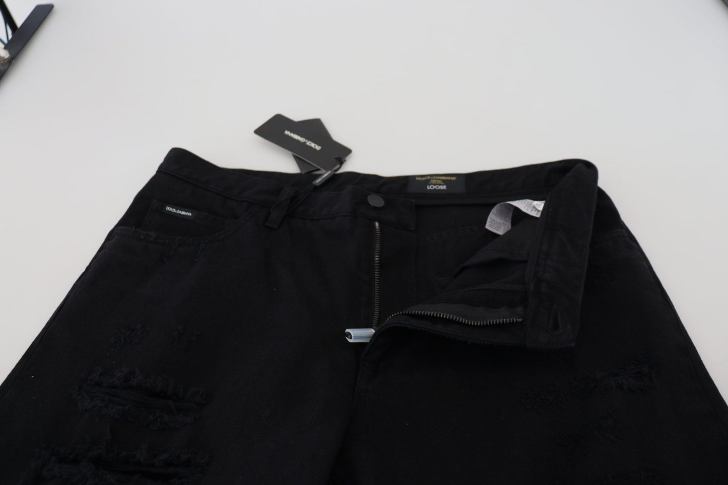 Jean italien ample noir élégant Dolce & Gabbana