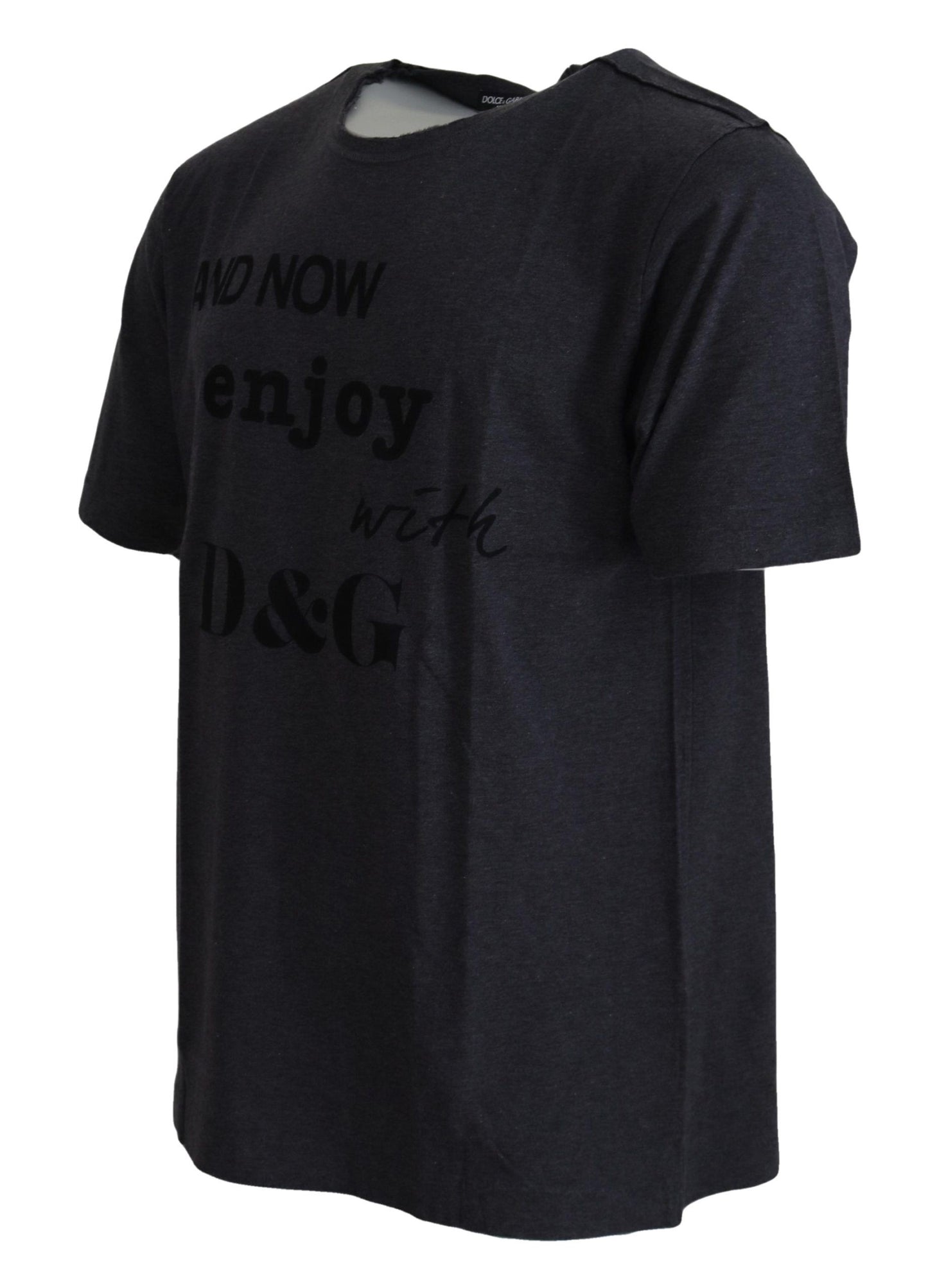 T-shirt ras du cou élégant à motif gris Dolce & Gabbana
