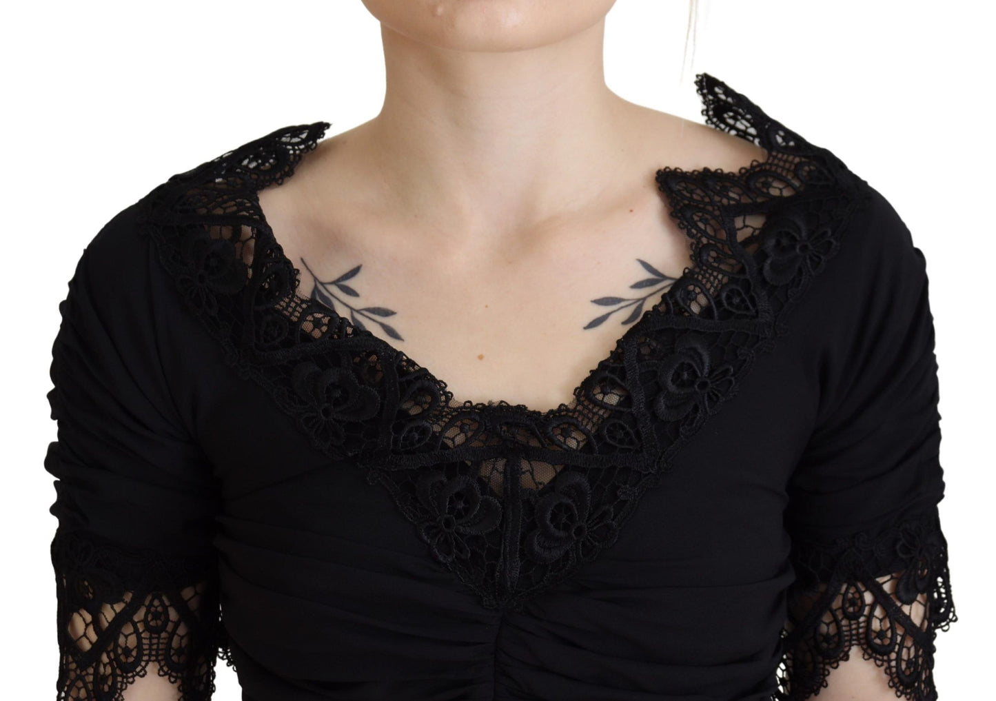 Dolce & Gabbana Black Sheath Midi Bodycon Lace Silk Dress by Dolce & Gabbana
