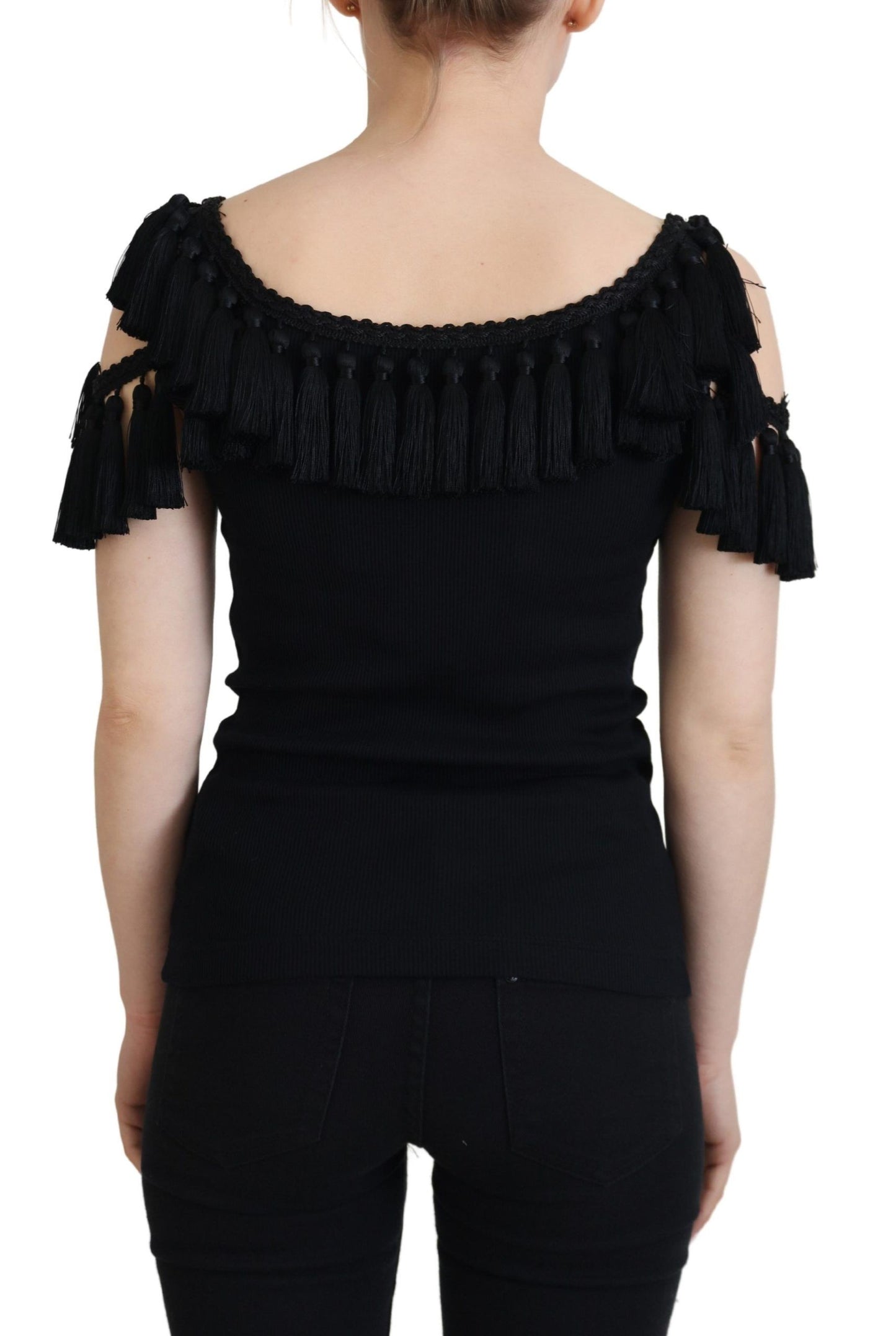 Chemisier débardeur élégant en coton noir Dolce & Gabbana