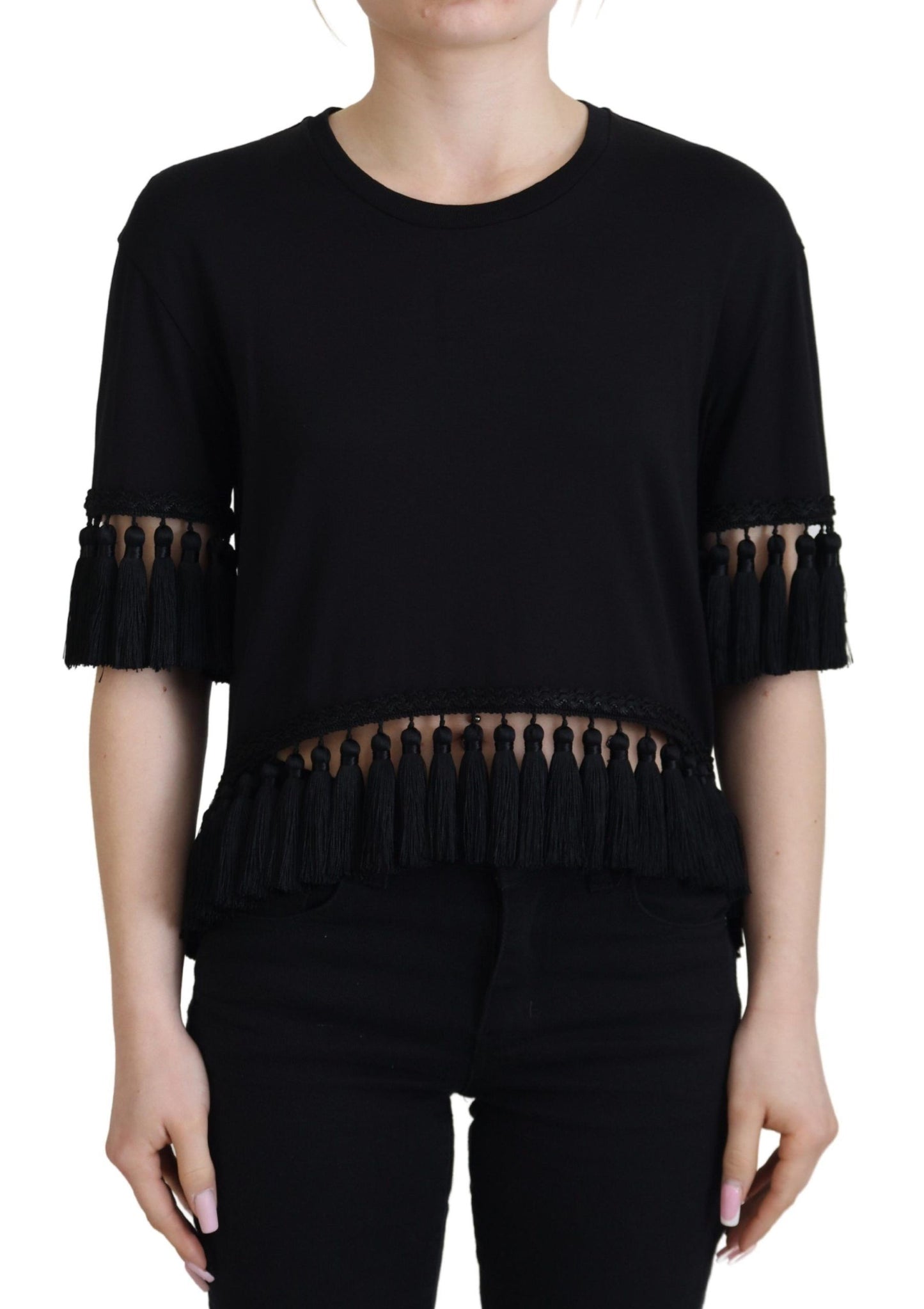T-shirt à manches courtes en coton noir élégant Dolce & Gabbana