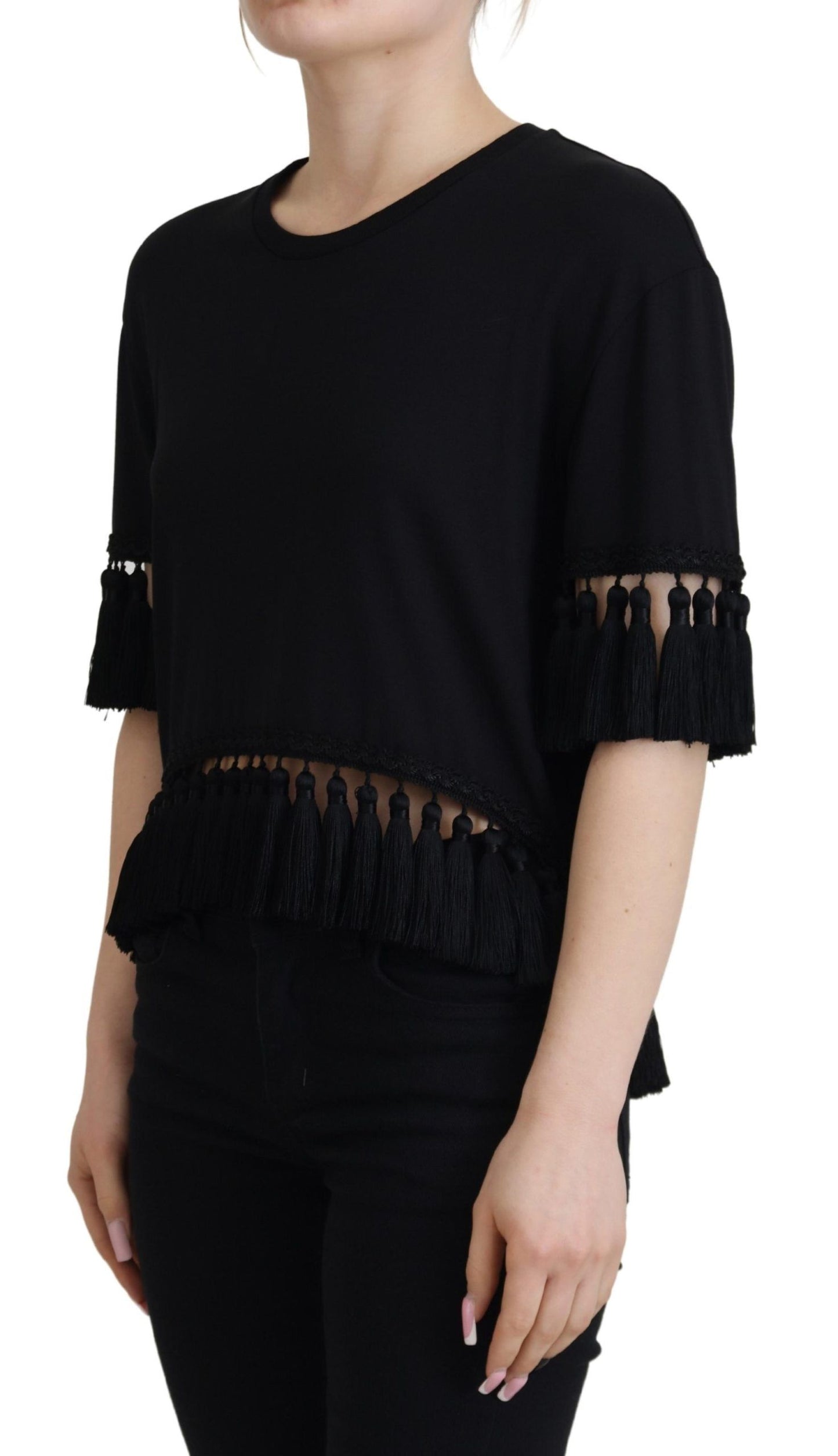 T-shirt à manches courtes en coton noir élégant Dolce & Gabbana