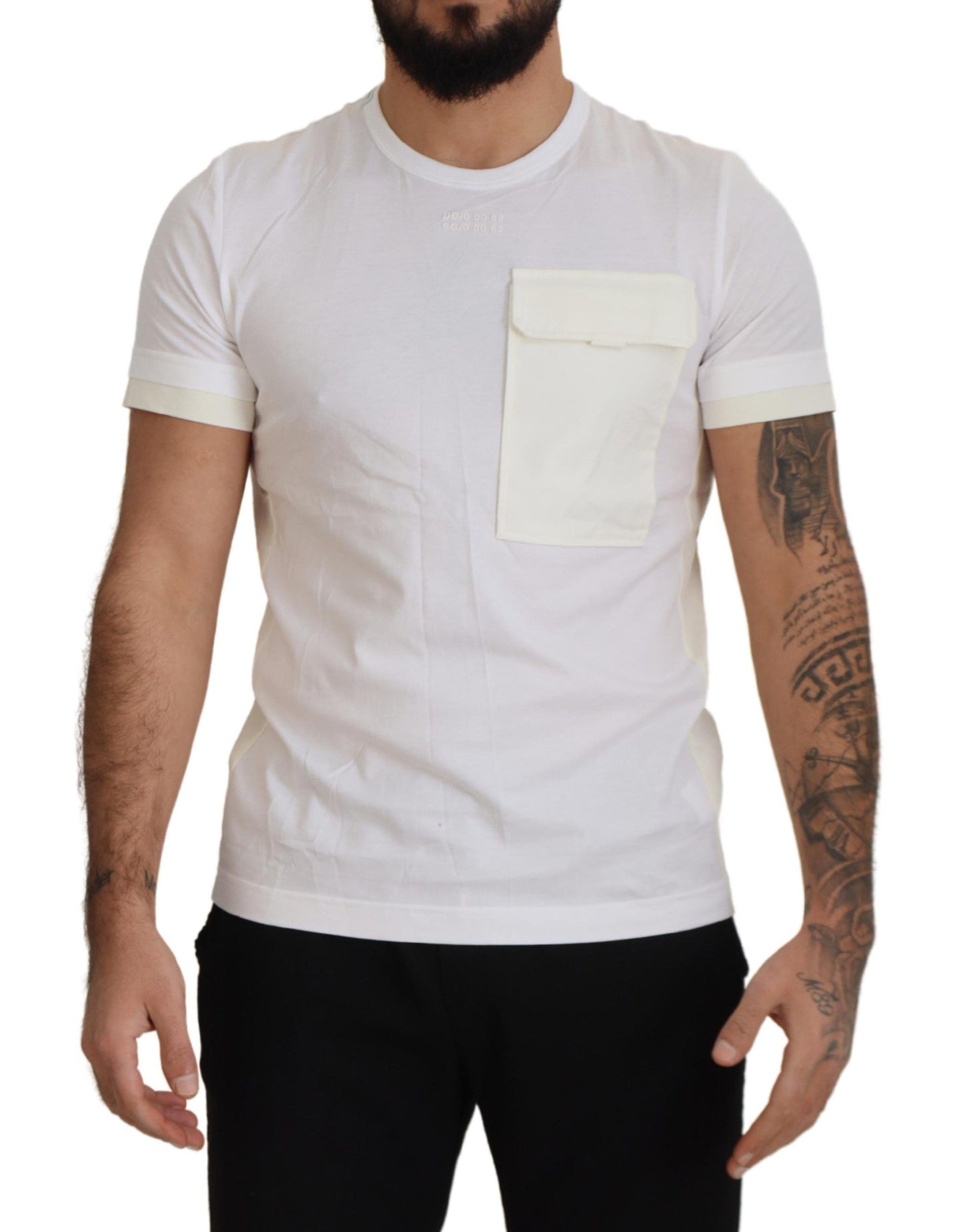 T-shirt élégant en coton blanc Dolce & Gabbana avec poche poitrine DG