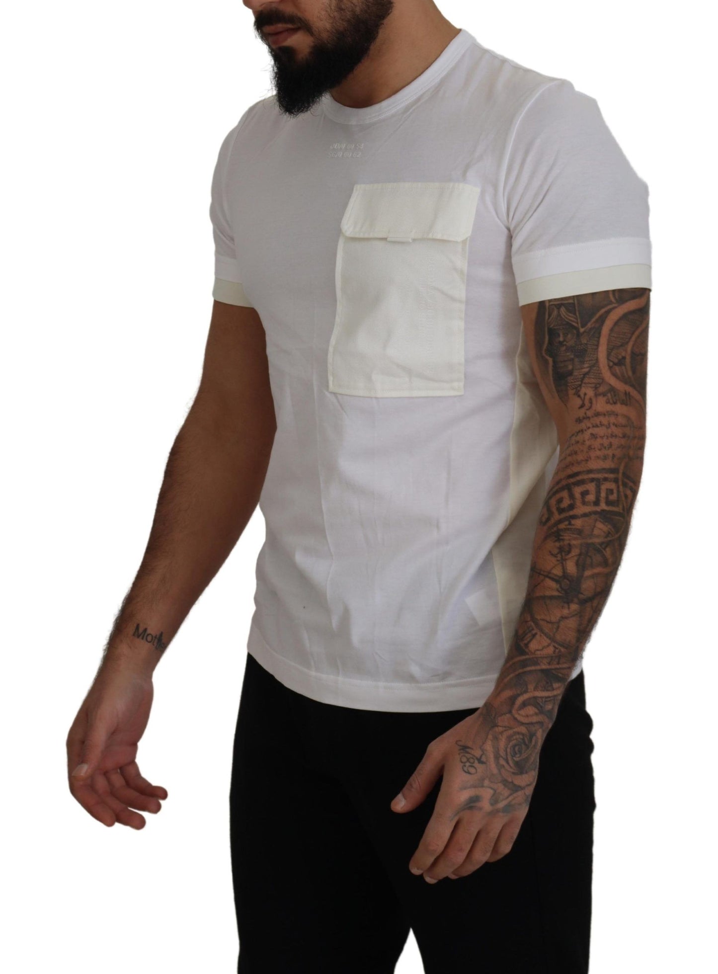 T-shirt élégant en coton blanc Dolce & Gabbana avec poche poitrine DG