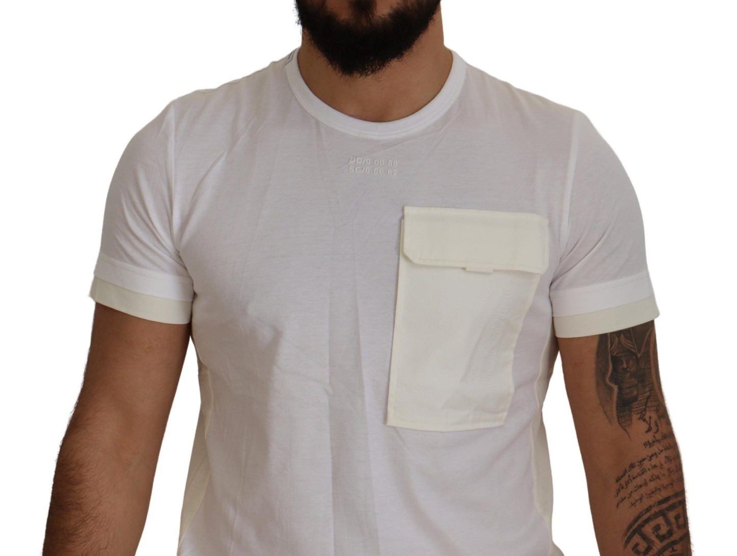 T-shirt élégant en coton blanc Dolce & Gabbana avec poche poitrine DG