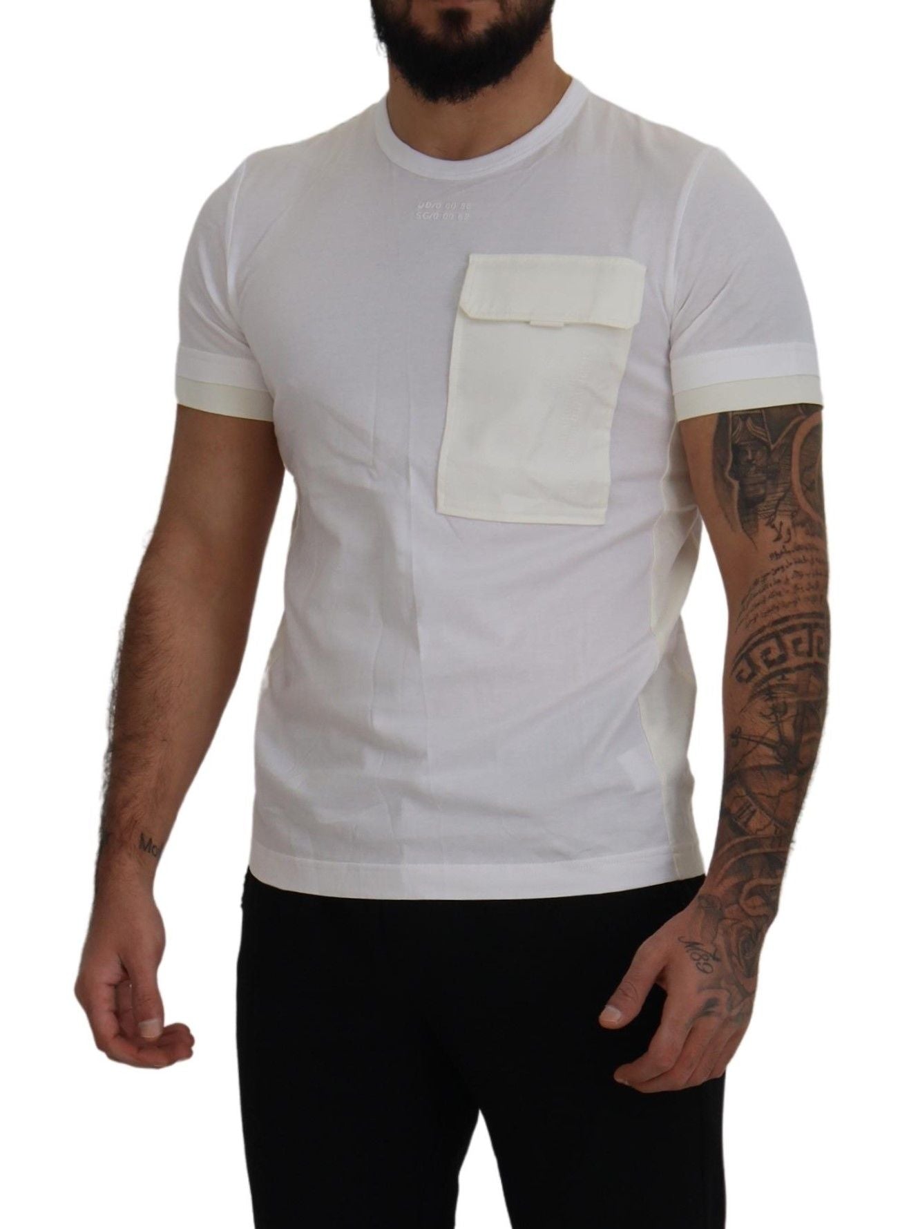 T-shirt élégant en coton blanc Dolce & Gabbana avec poche poitrine DG