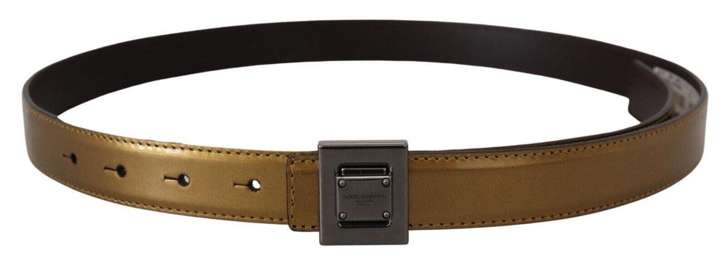 Ceinture en cuir à boucle carrée dorée Dolce & Gabbana