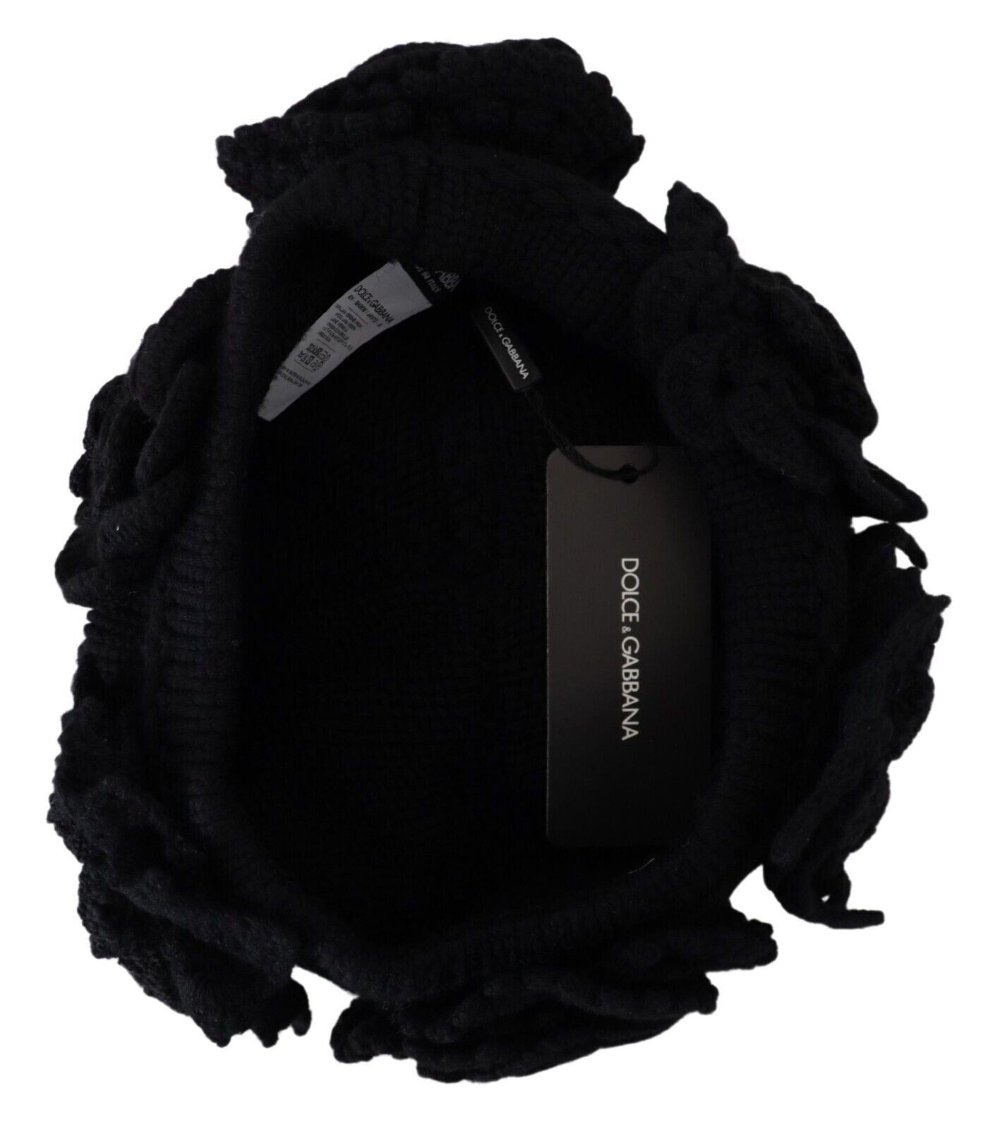 Bonnet élégant en laine vierge noire Dolce & Gabbana