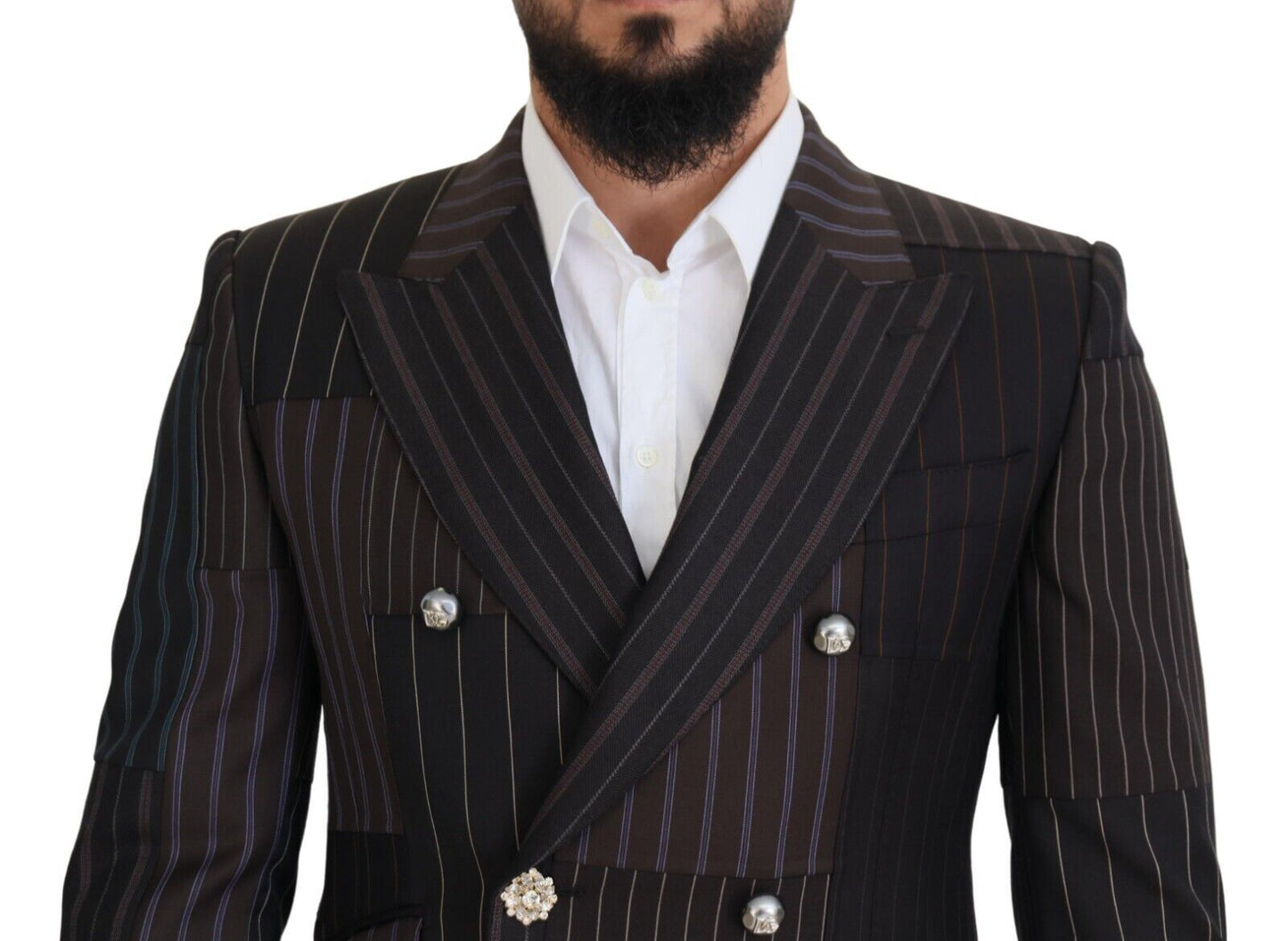 Blazer slim en laine et soie mélangées multicolores Dolce & Gabbana