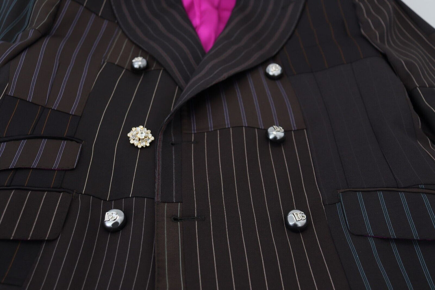 Blazer slim en laine et soie mélangées multicolores Dolce & Gabbana
