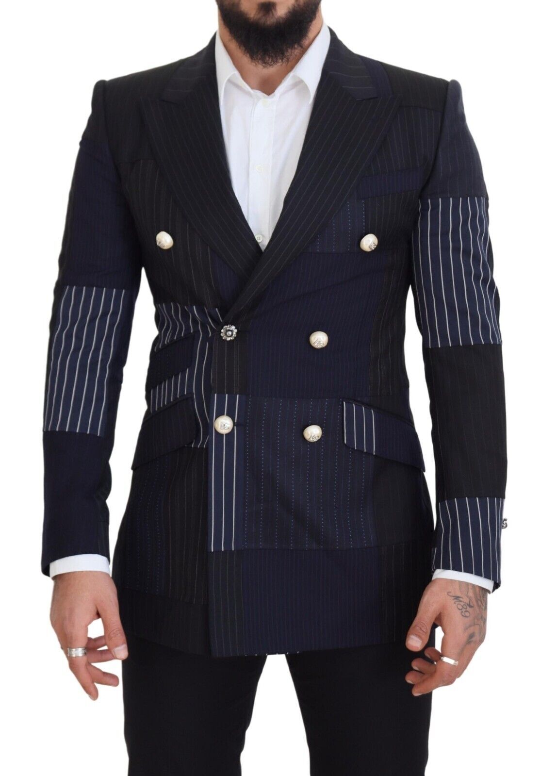 Blazer croisé en laine bleu marine élégant Dolce & Gabbana