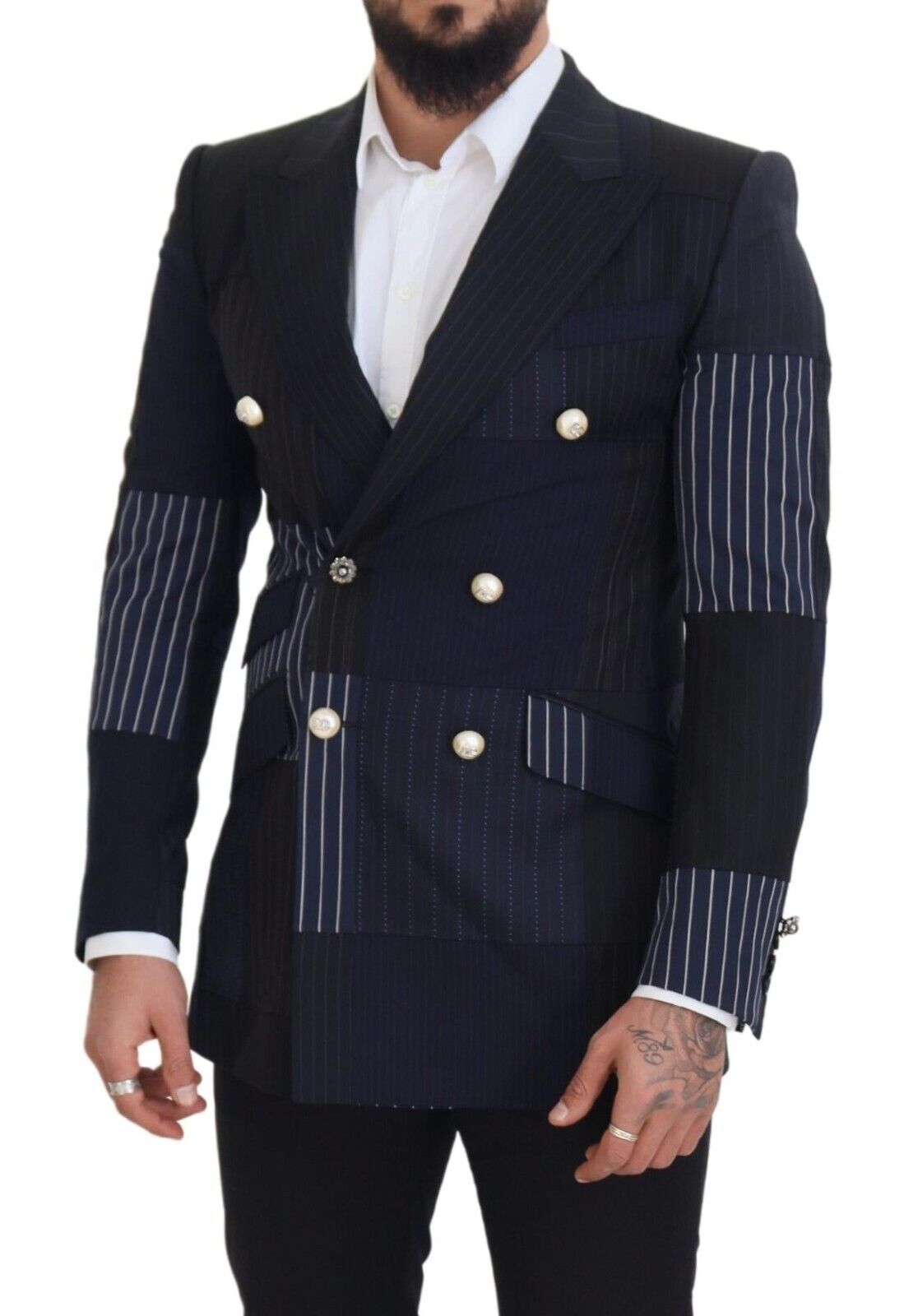 Blazer croisé en laine bleu marine élégant Dolce & Gabbana