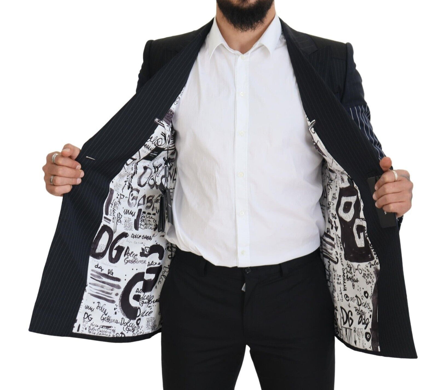Blazer croisé en laine bleu marine élégant Dolce & Gabbana