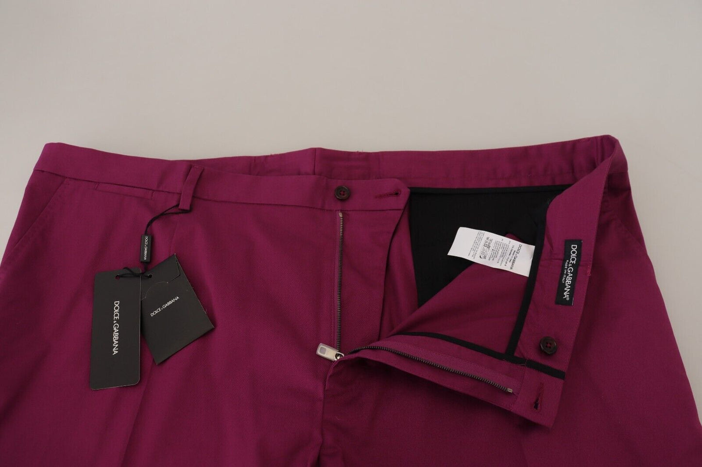 Pantalon élégant en coton stretch magenta Dolce & Gabbana