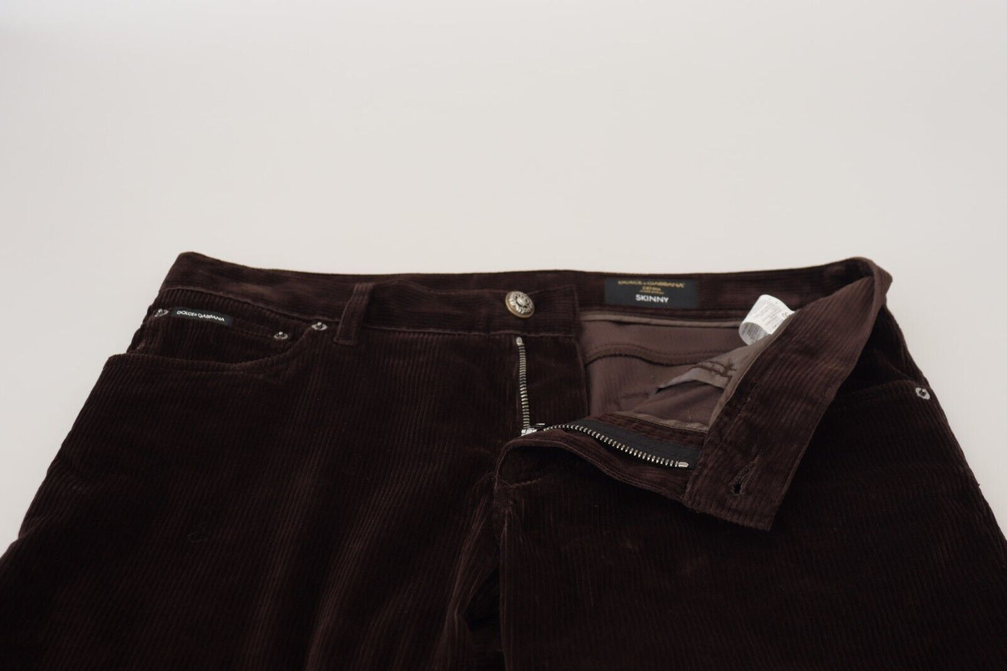 Pantalon élégant en soie mélangée marron Dolce & Gabbana