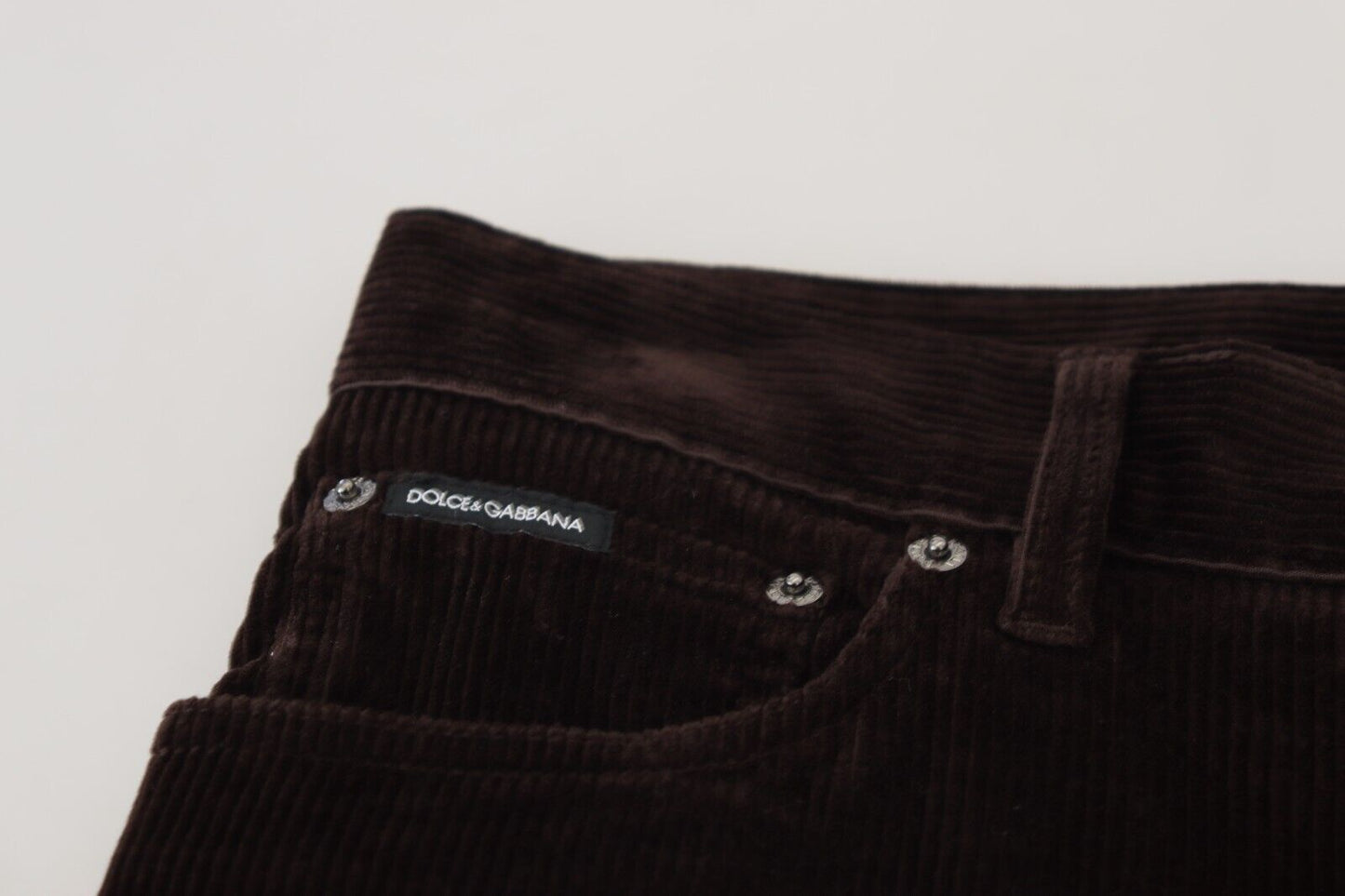 Pantalon élégant en soie mélangée marron Dolce & Gabbana
