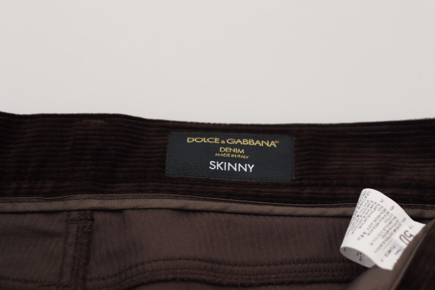Pantalon élégant en soie mélangée marron Dolce & Gabbana