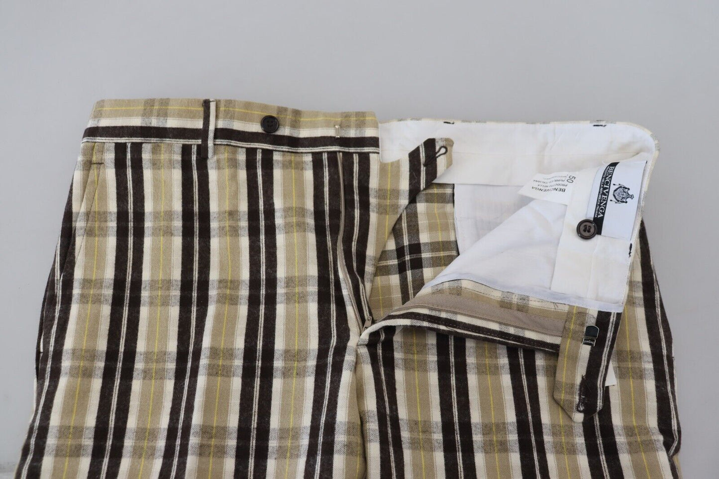 Pantalon chic en coton à carreaux multicolores BENCIVENGA