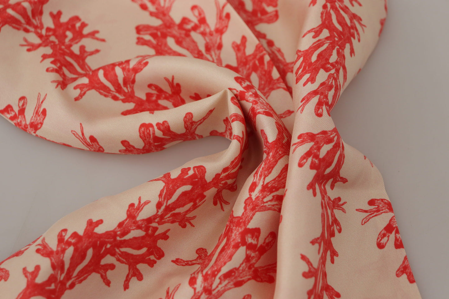 Dolce & Gabbana White Red Coral Print Shawl Wrap Fringe Scarf by Dolce & Gabbana