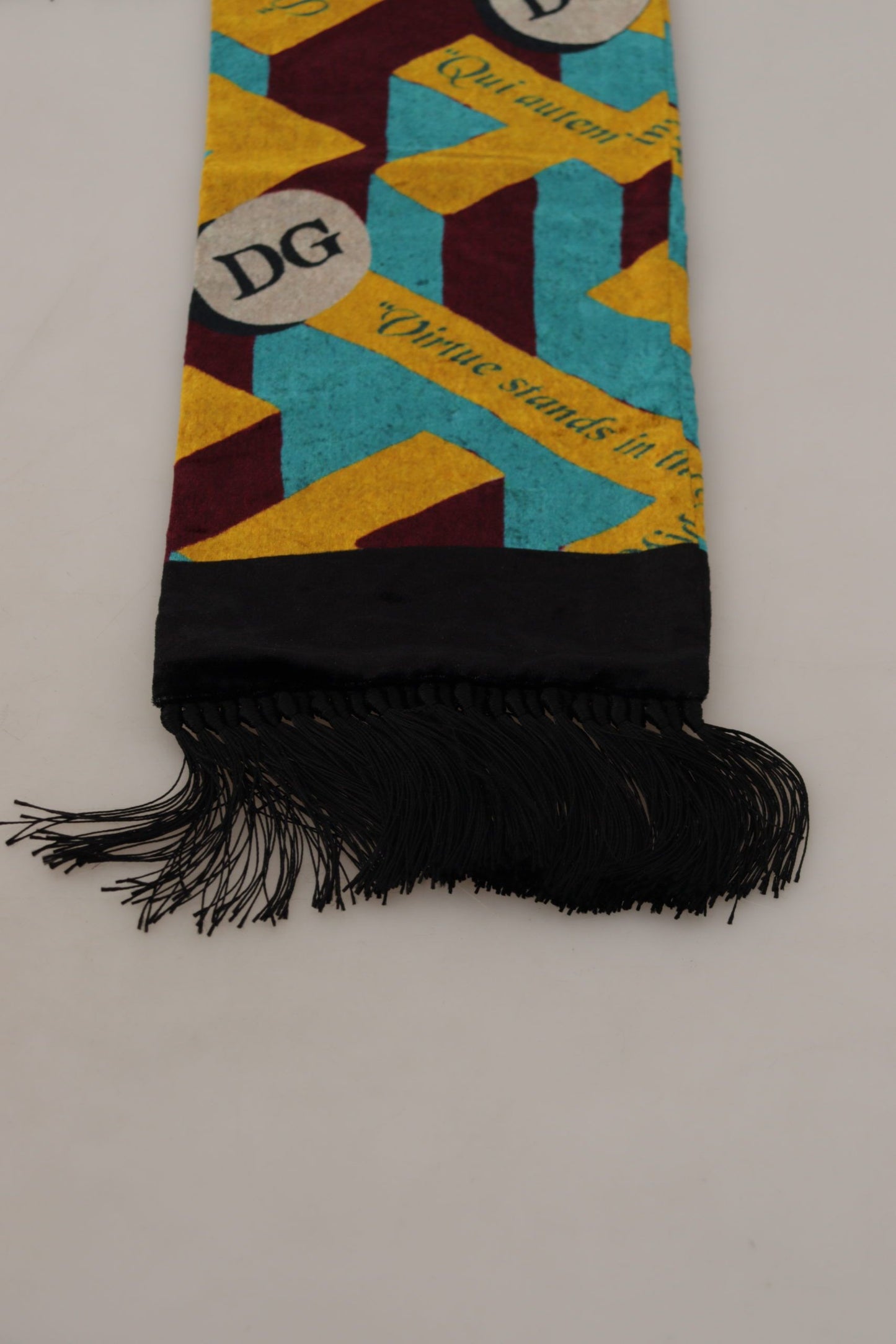Dolce & Gabbana Multicolor DG Logo Print Shawl Wrap Fringe Scarf by Dolce & Gabbana