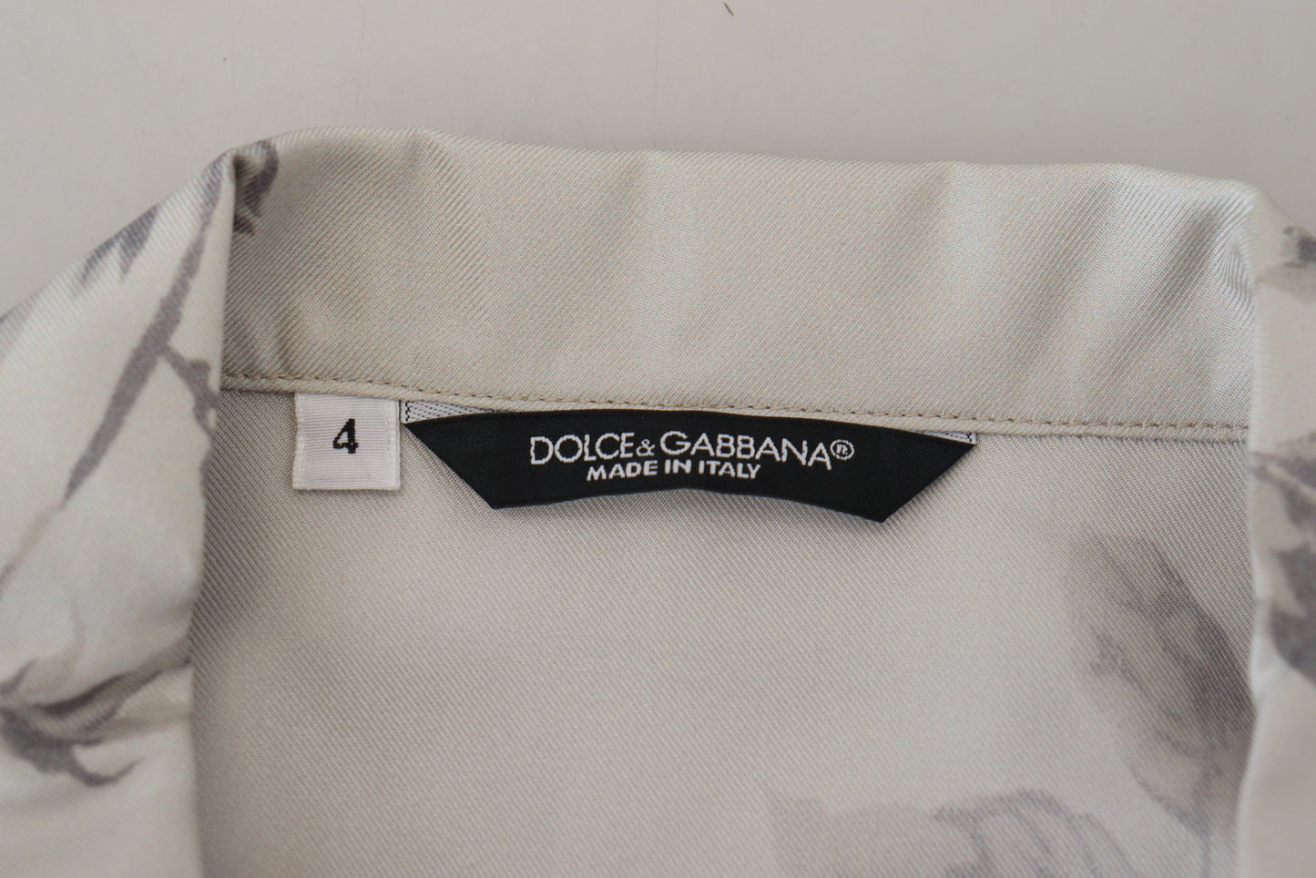 Dolce & Gabbana White Bird Print Silk Satin Casual Shirt by Dolce & Gabbana