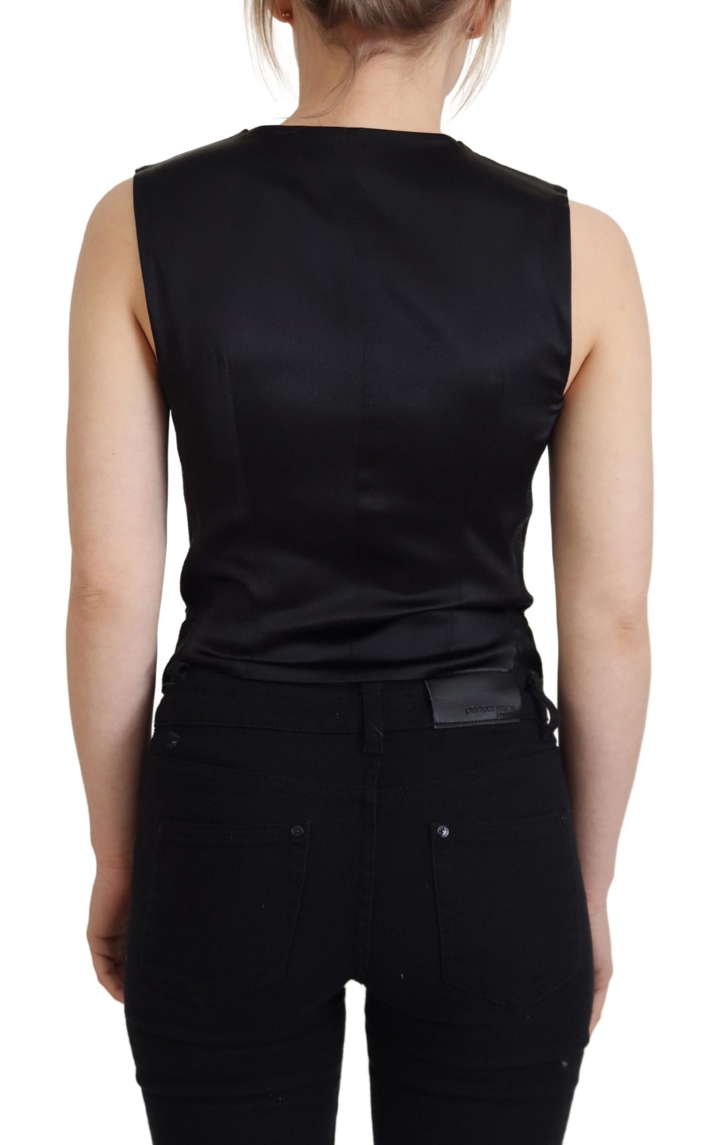Gilet élégant en soie mélangée noire Dolce & Gabbana