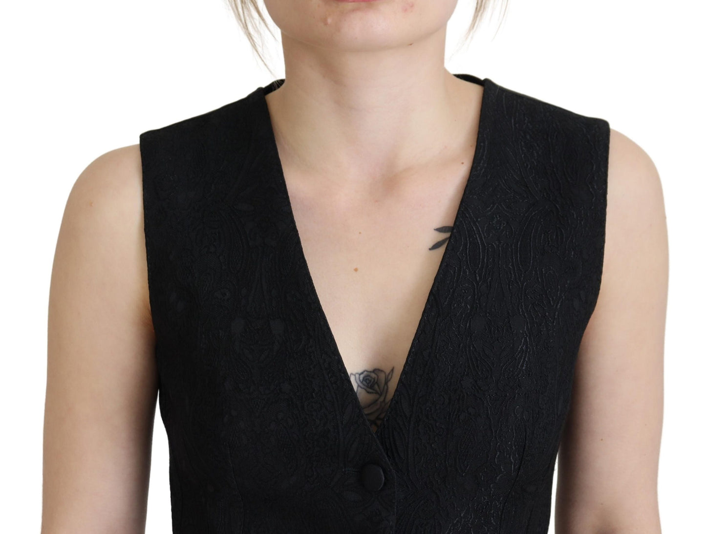 Gilet élégant en soie mélangée noire Dolce & Gabbana