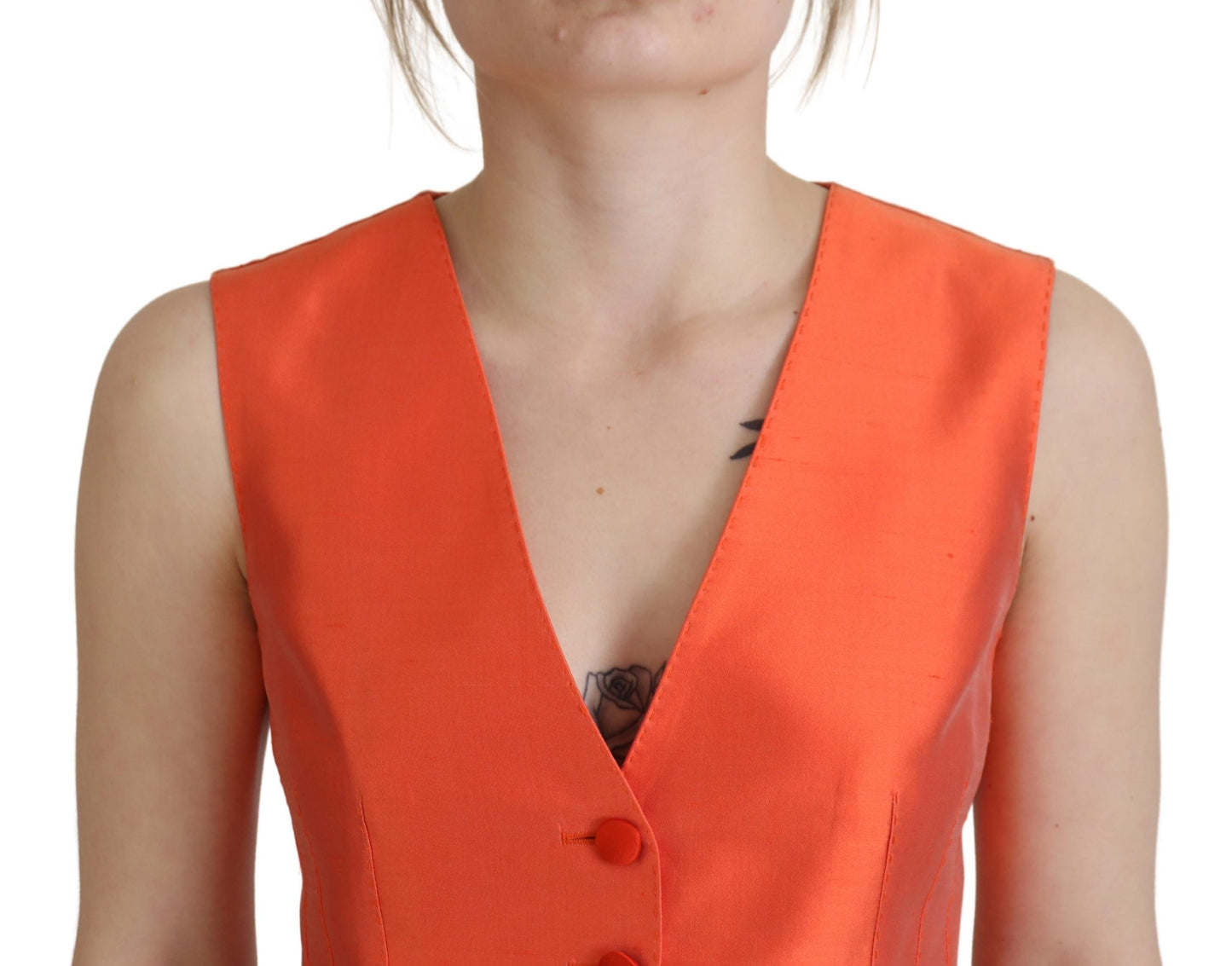 Gilet élégant en soie orange Dolce & Gabbana
