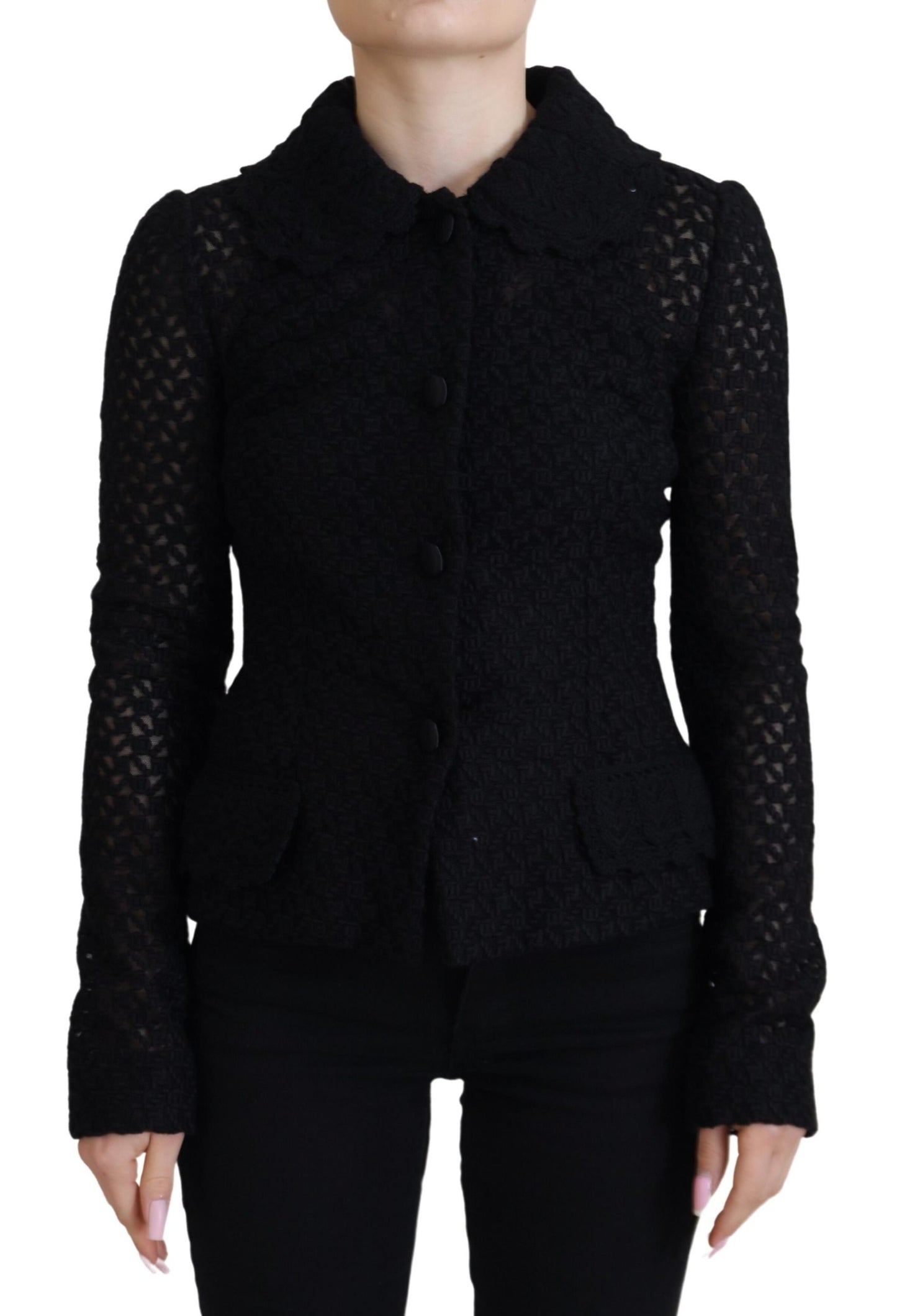 Dolce & Gabbana Élégante veste boutonnée en laine mélangée noire