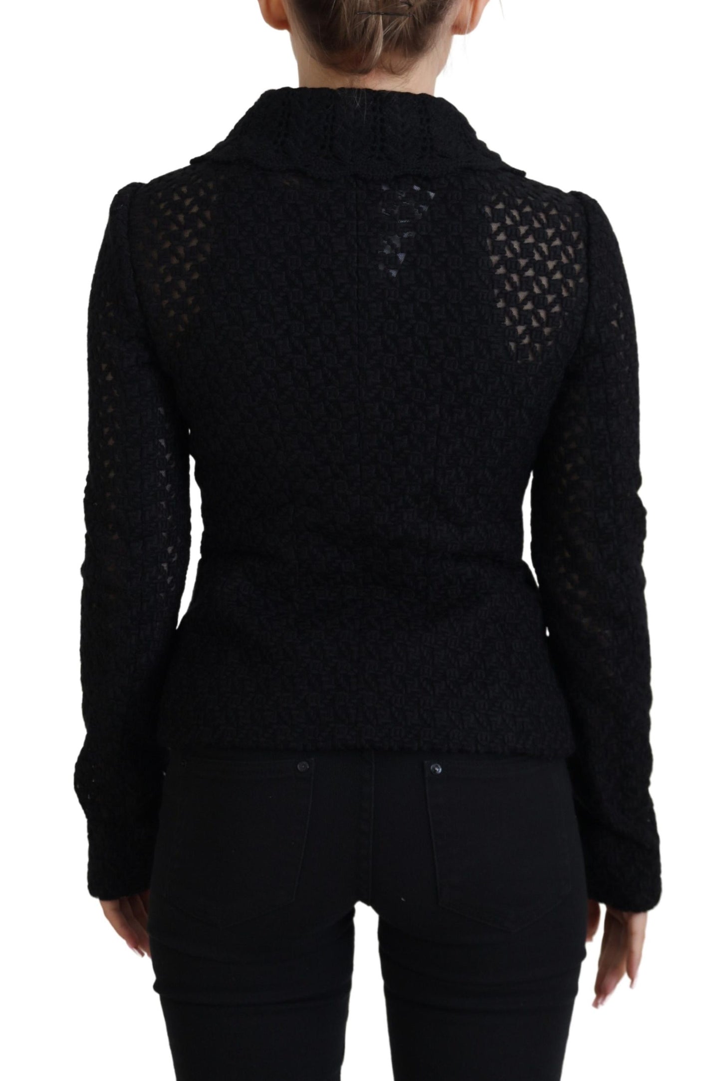 Dolce & Gabbana Élégante veste boutonnée en laine mélangée noire