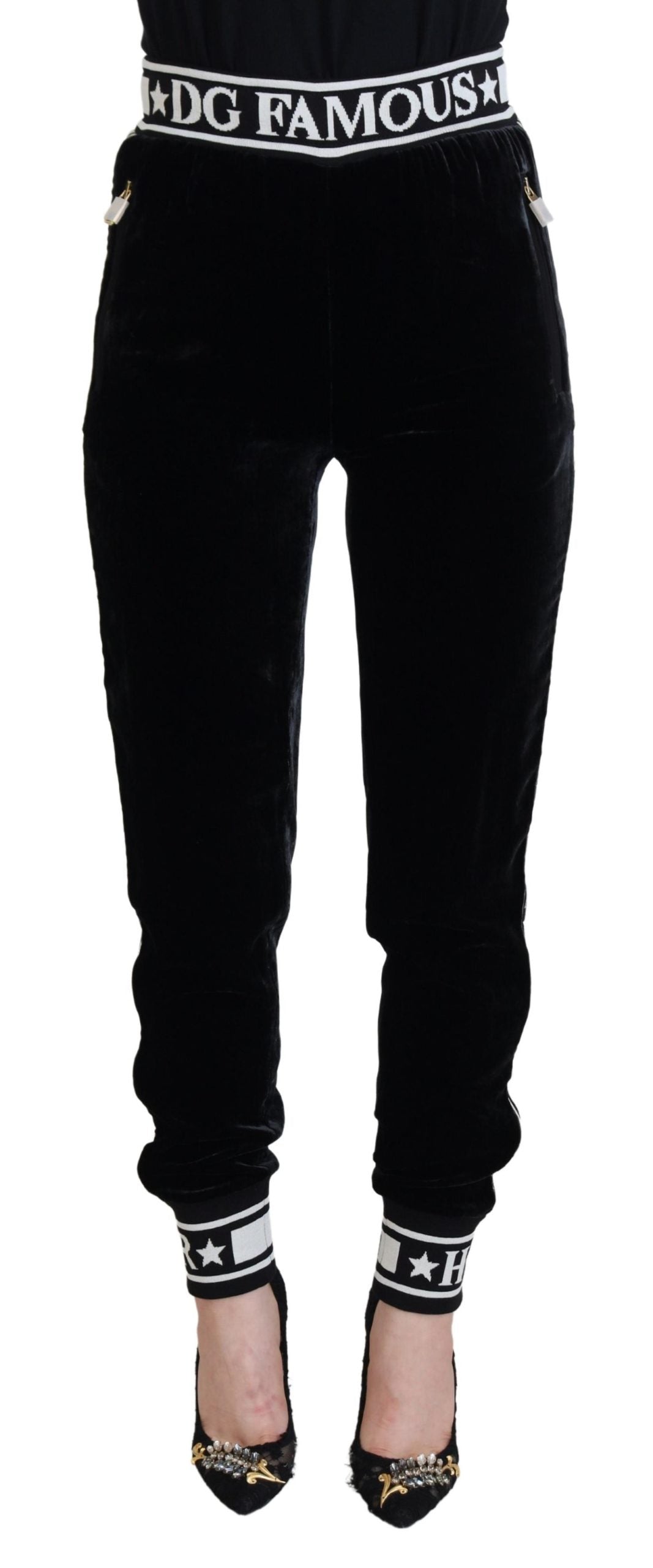 Pantalon élégant en velours Dolce & Gabbana - Luxe noir intemporel