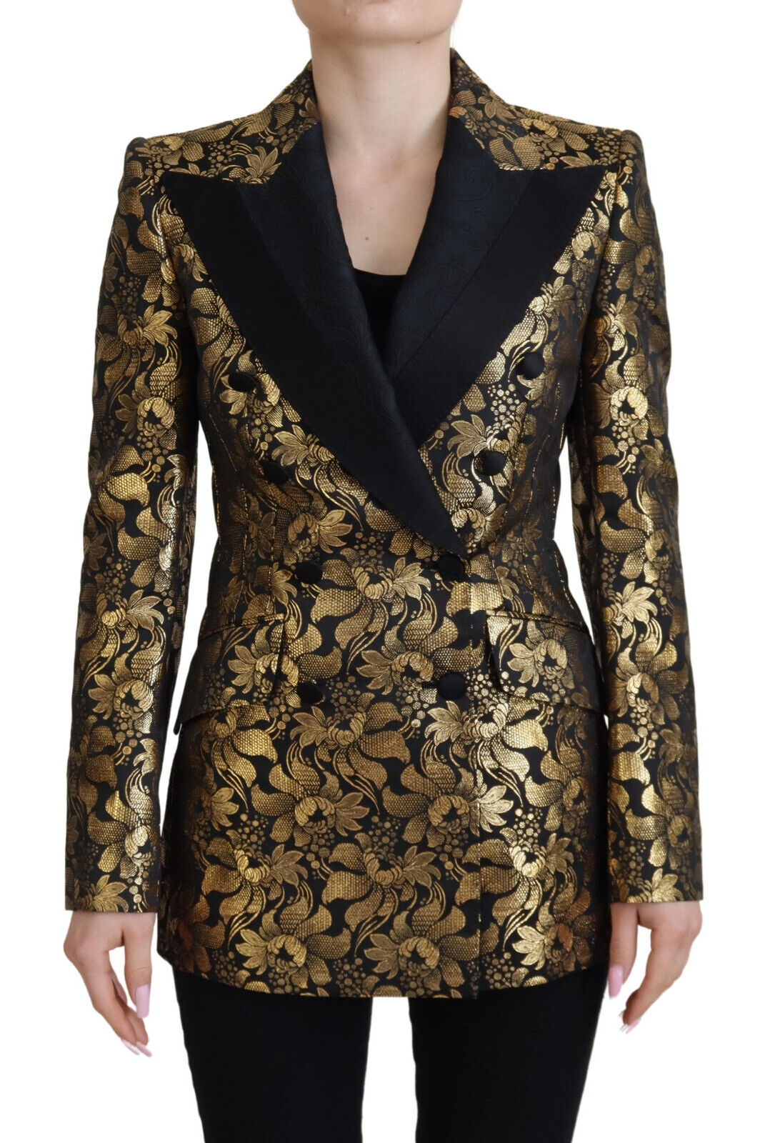Veste élégante à fleurs noires et dorées Dolce & Gabbana