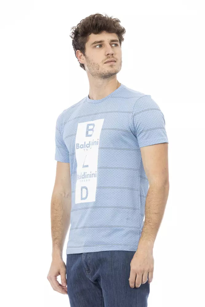 T-shirt homme en coton bleu clair Baldinini Trend
