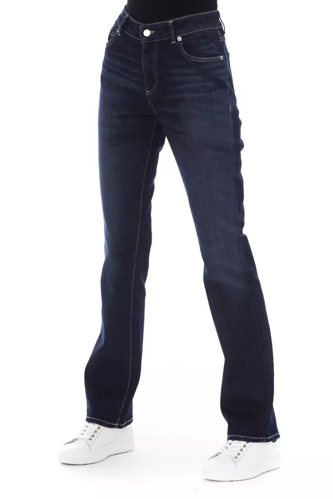 Baldinini Trend Blue Cotton Women Jeans with Tricolor Pocket Detail by Baldinini Trend